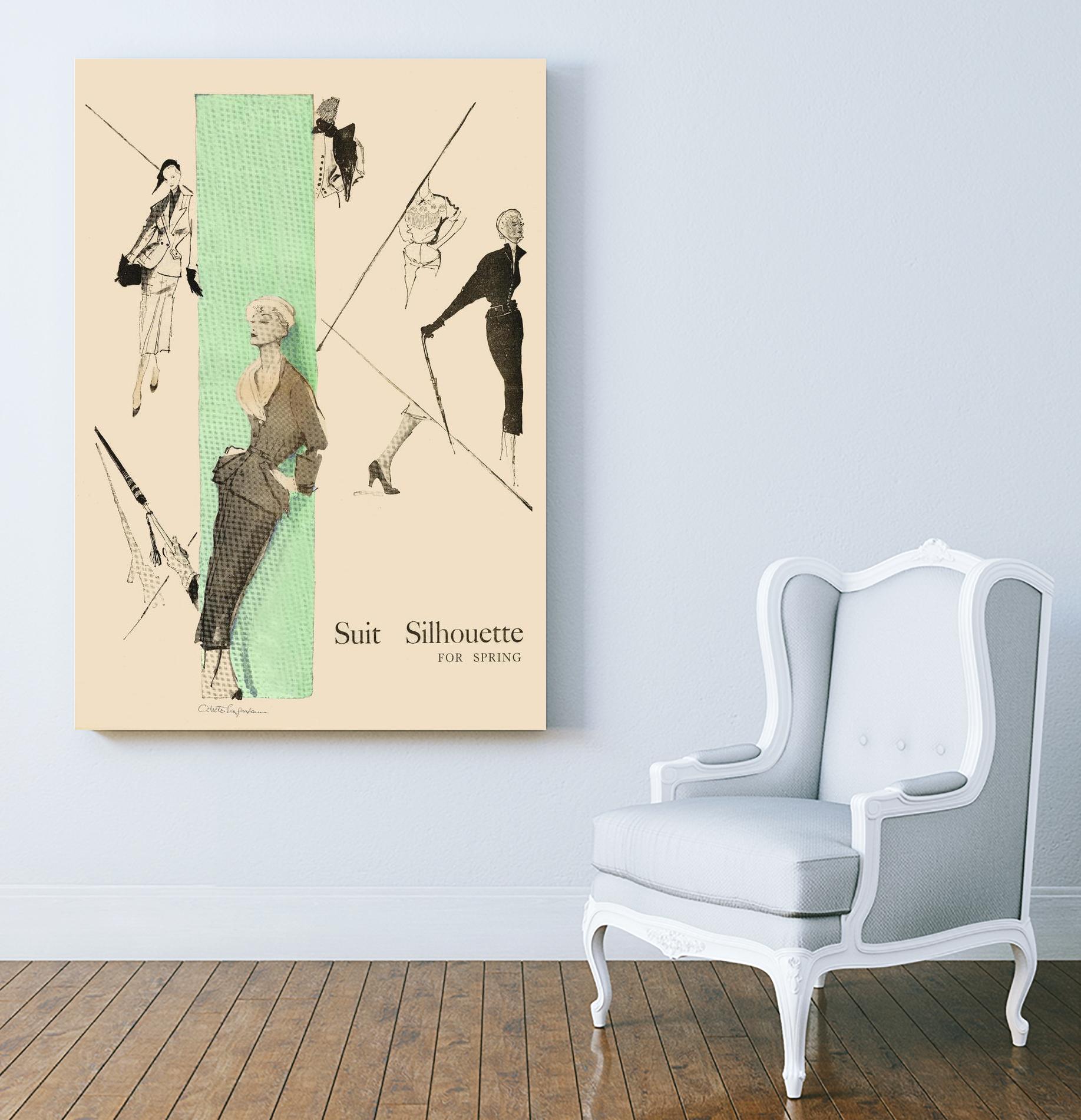 1950's Fashion - Suit Silouhette by Odette Lafontaine on GIANT ART - beige vintage woman