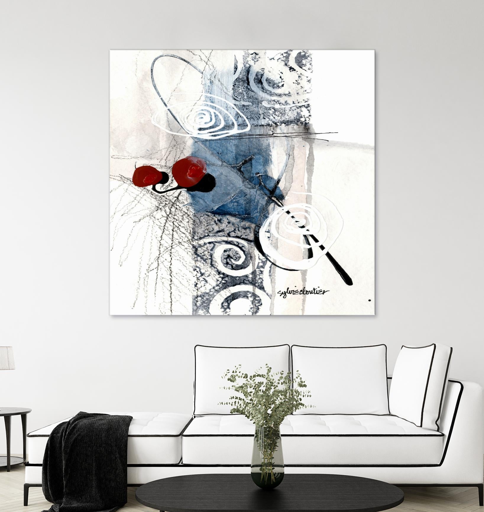 Zone Bleue by Sylvie Cloutier on GIANT ART - red abstract artistes du québec