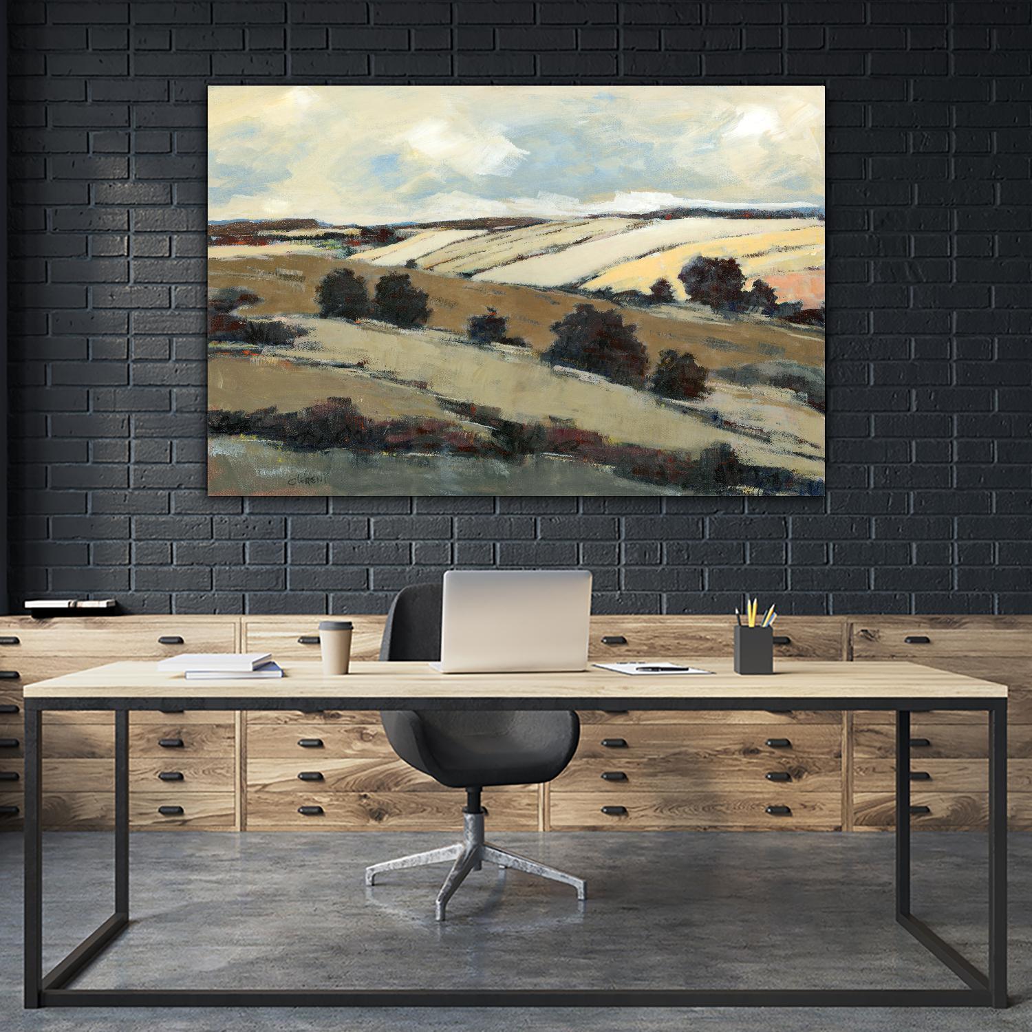 Serene Landscape 1 by Jacques Clement on GIANT ART - beige landscape champs