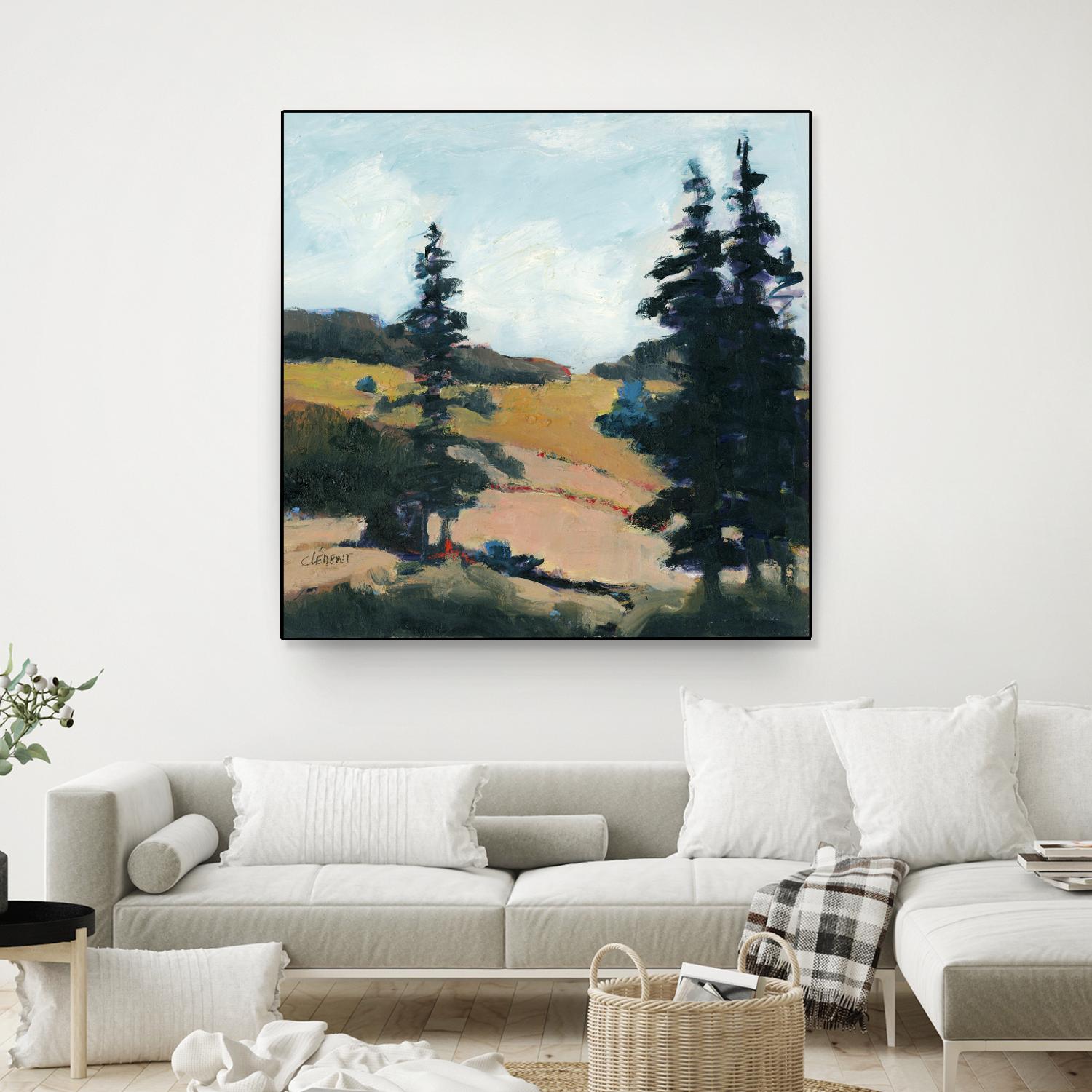 Trees 1 by Jacques Clement on GIANT ART - gold landscape sapins