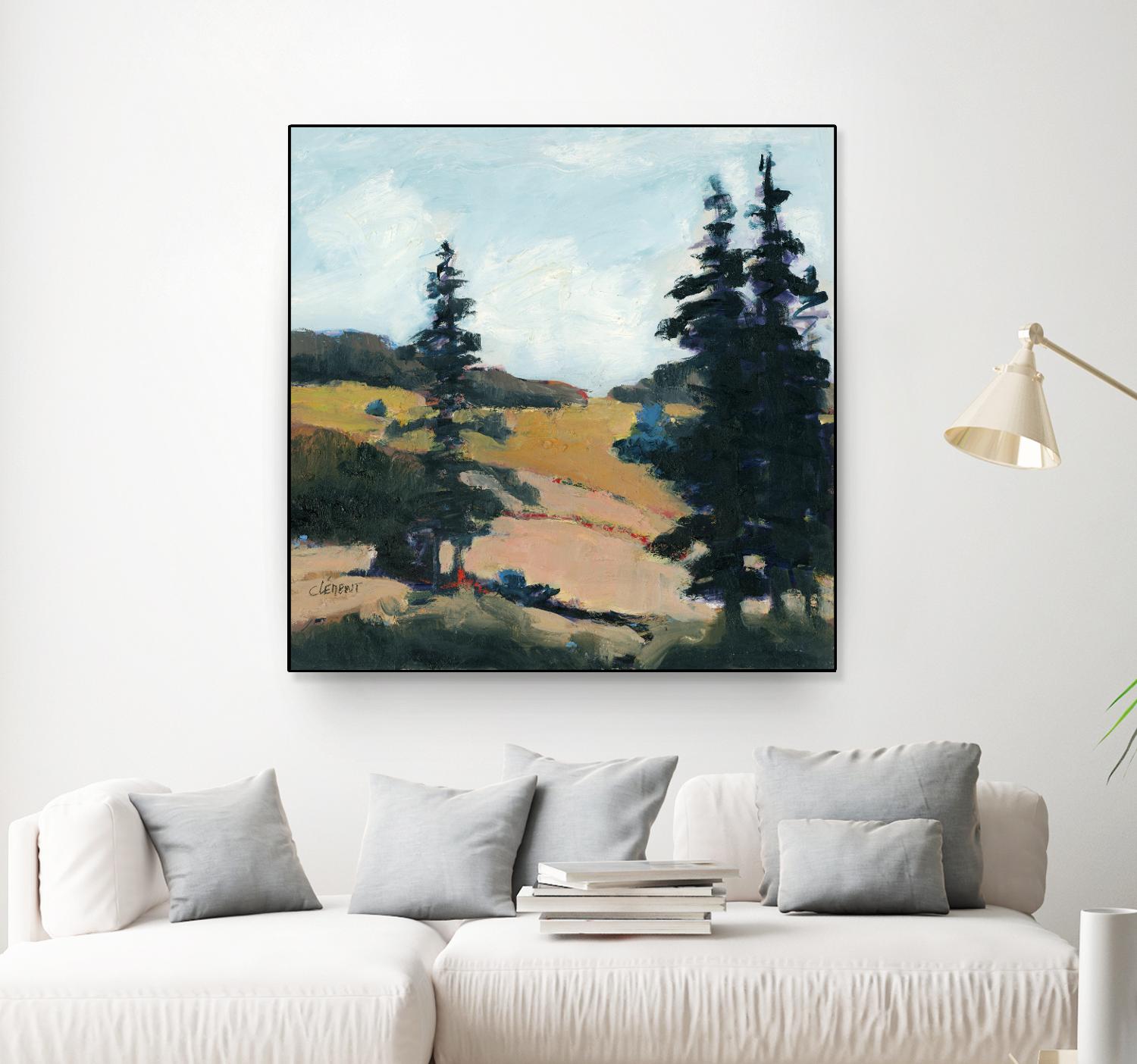 Trees 1 by Jacques Clement on GIANT ART - gold landscape sapins