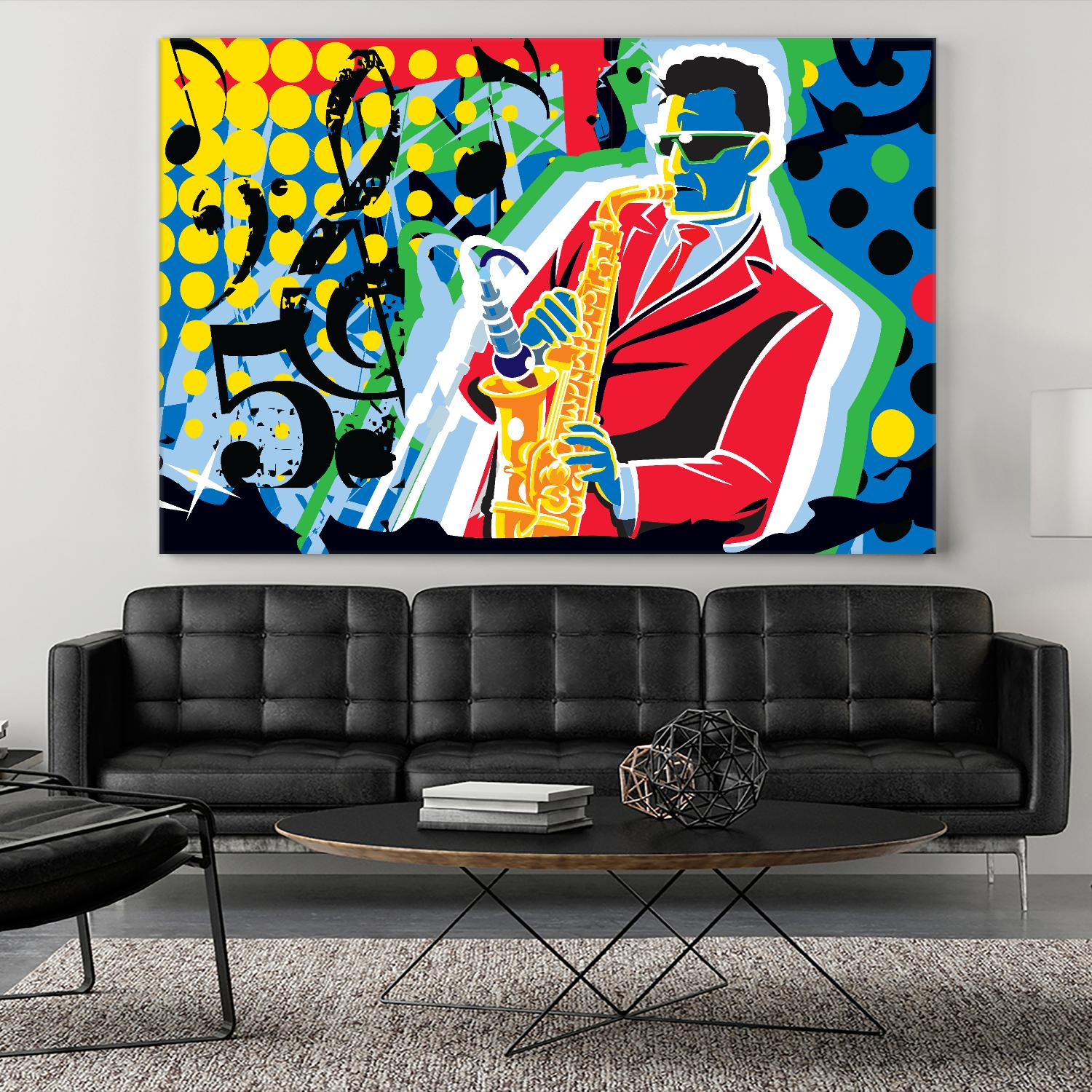 Music Go by Ray Lengelé on GIANT ART - red animé saxo