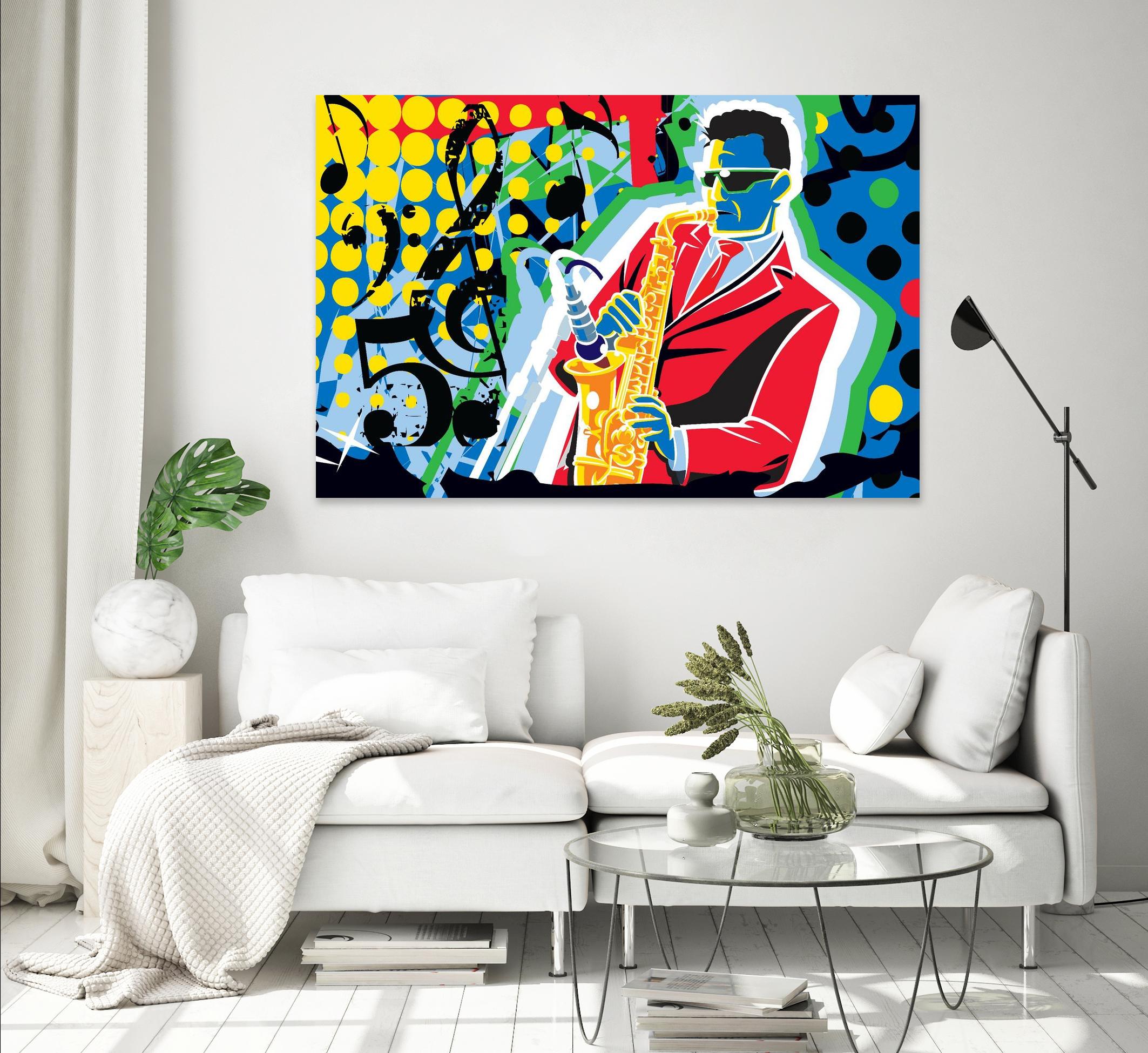 Music Go by Ray Lengelé on GIANT ART - red animé saxo