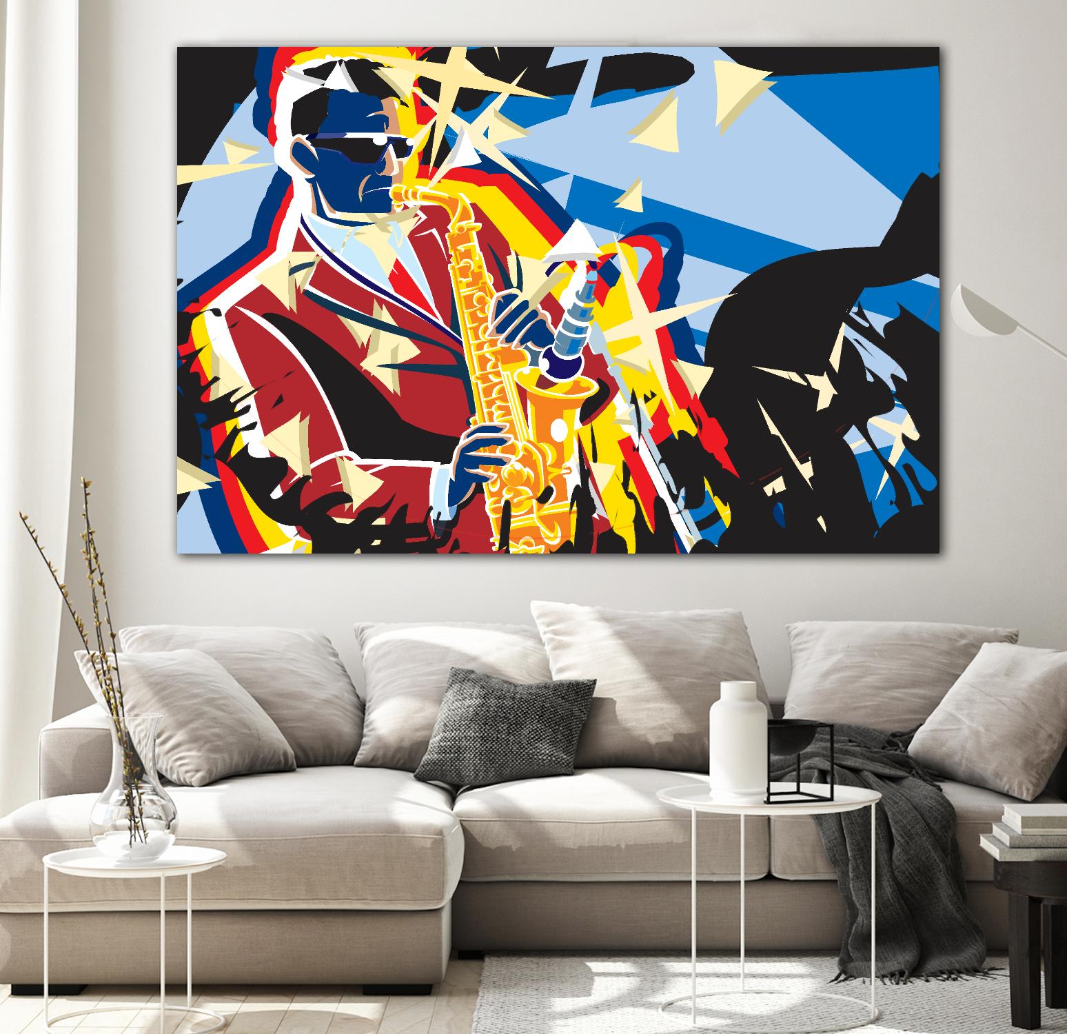 Saxo Flash by Ray Lengelé on GIANT ART - blue animé saxo