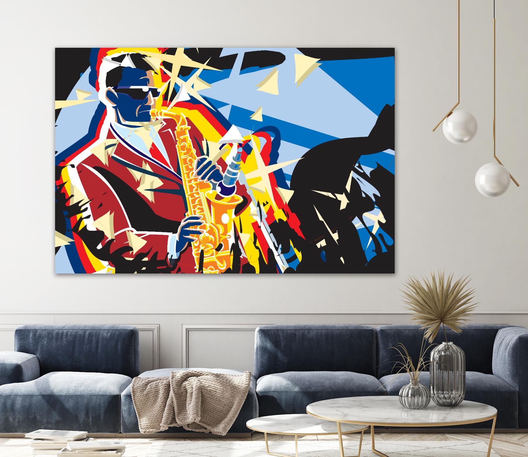 Saxo Flash by Ray Lengelé on GIANT ART - blue animé saxo