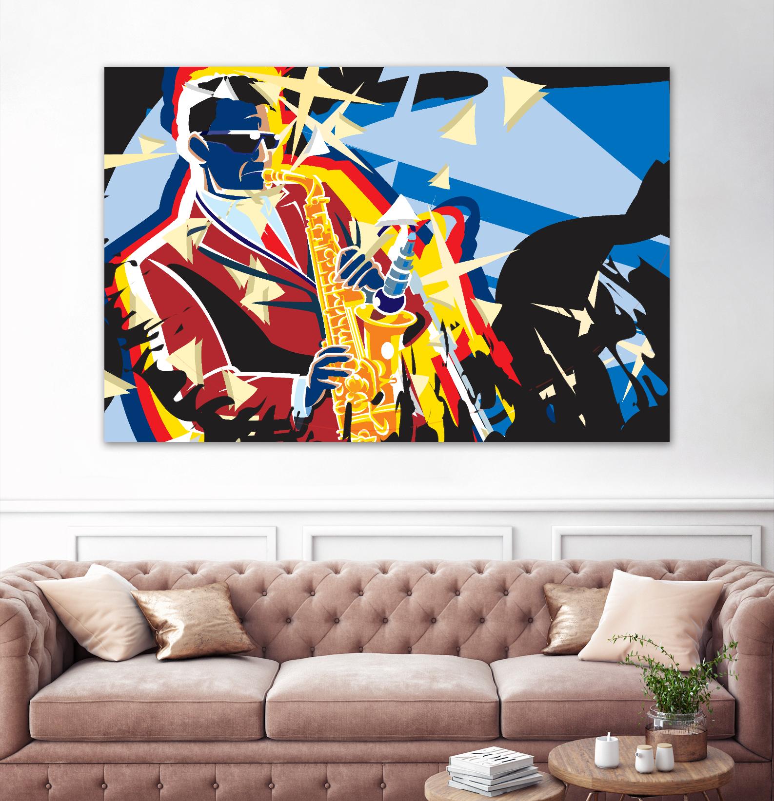 Saxo Flash by Ray Lengelé on GIANT ART - blue animé saxo