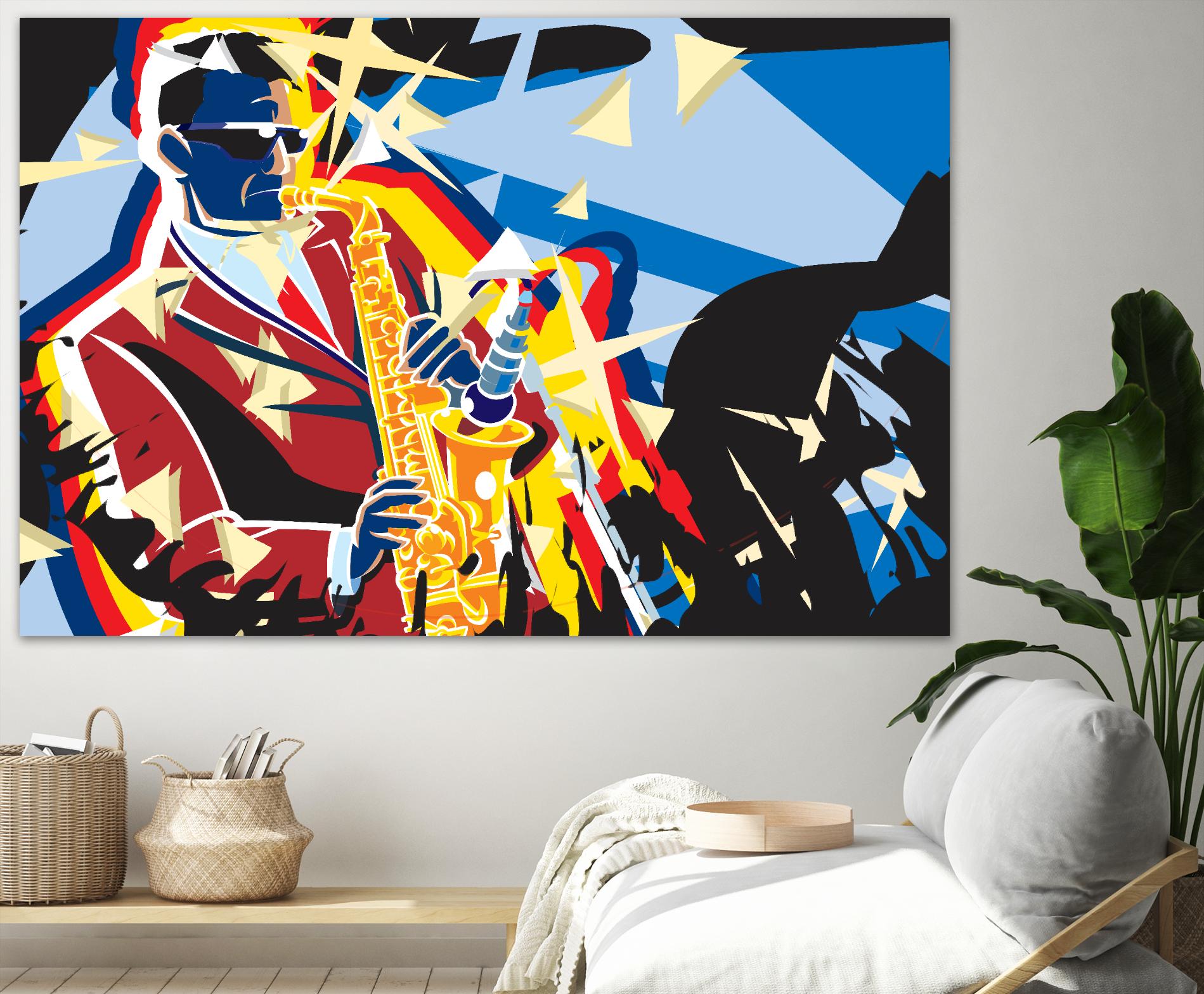 Saxo Flash by Ray Lengelé on GIANT ART - blue animé saxo