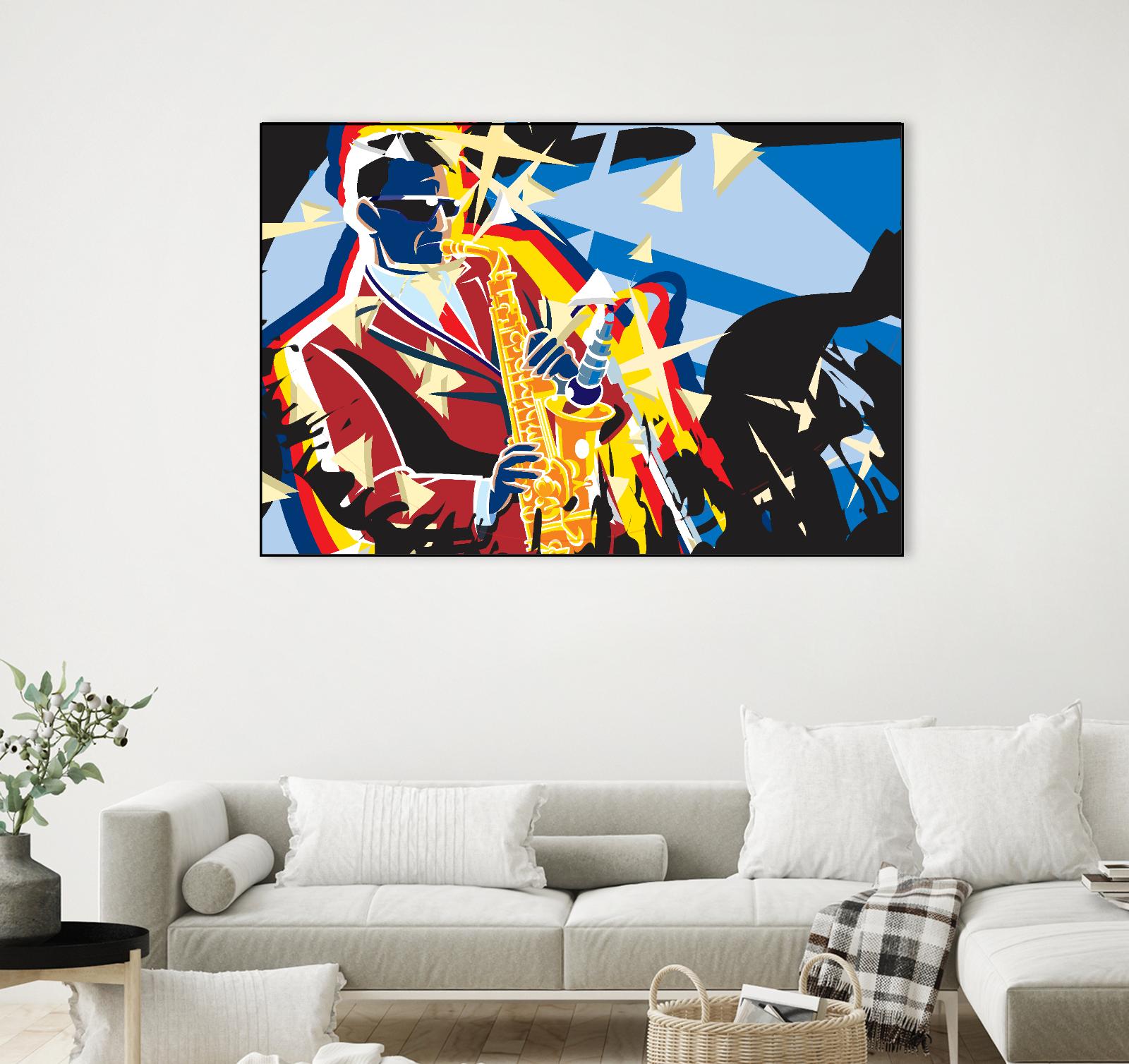 Saxo Flash by Ray Lengelé on GIANT ART - blue animé saxo