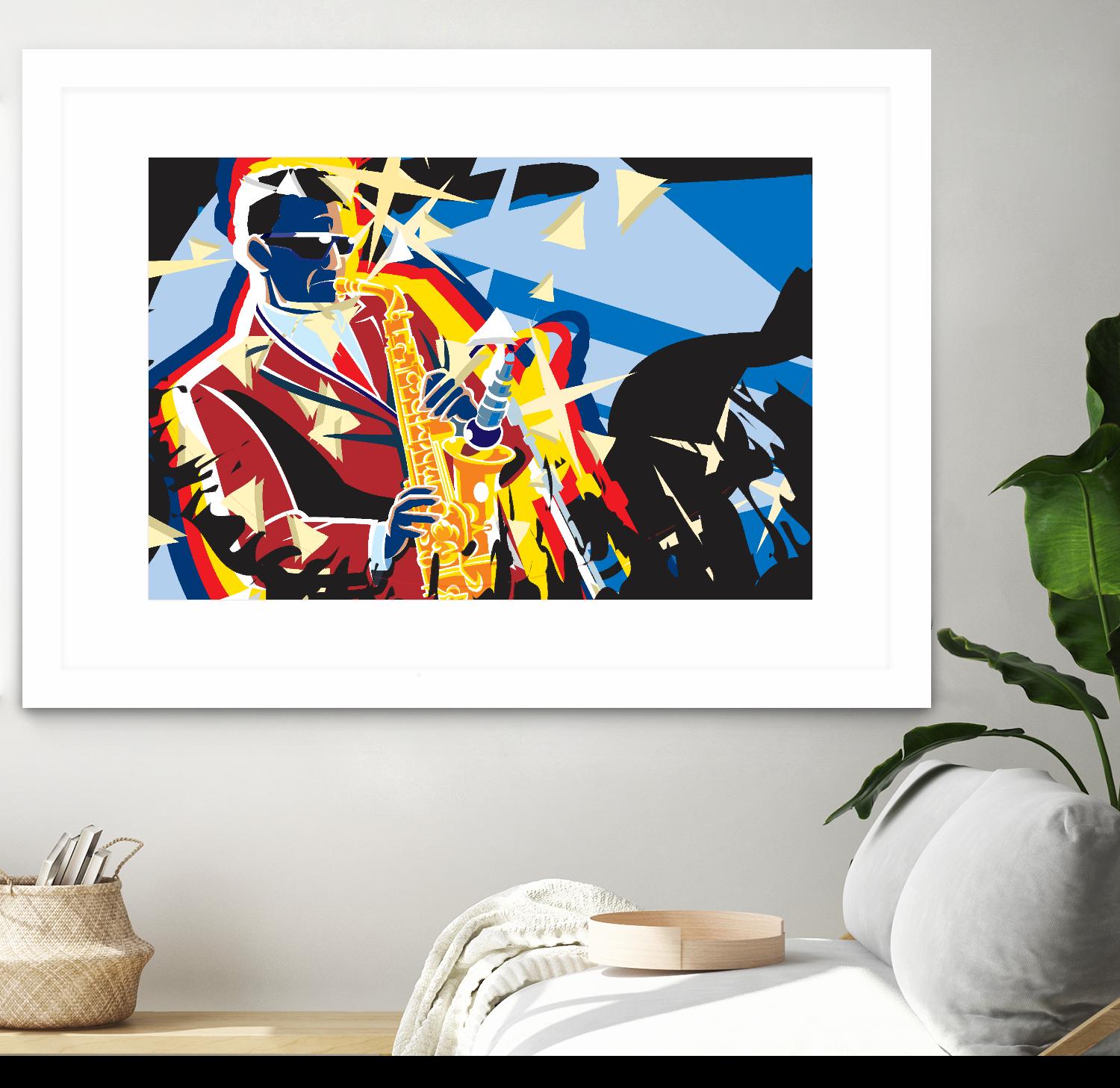 Saxo Flash by Ray Lengelé on GIANT ART - blue animé saxo