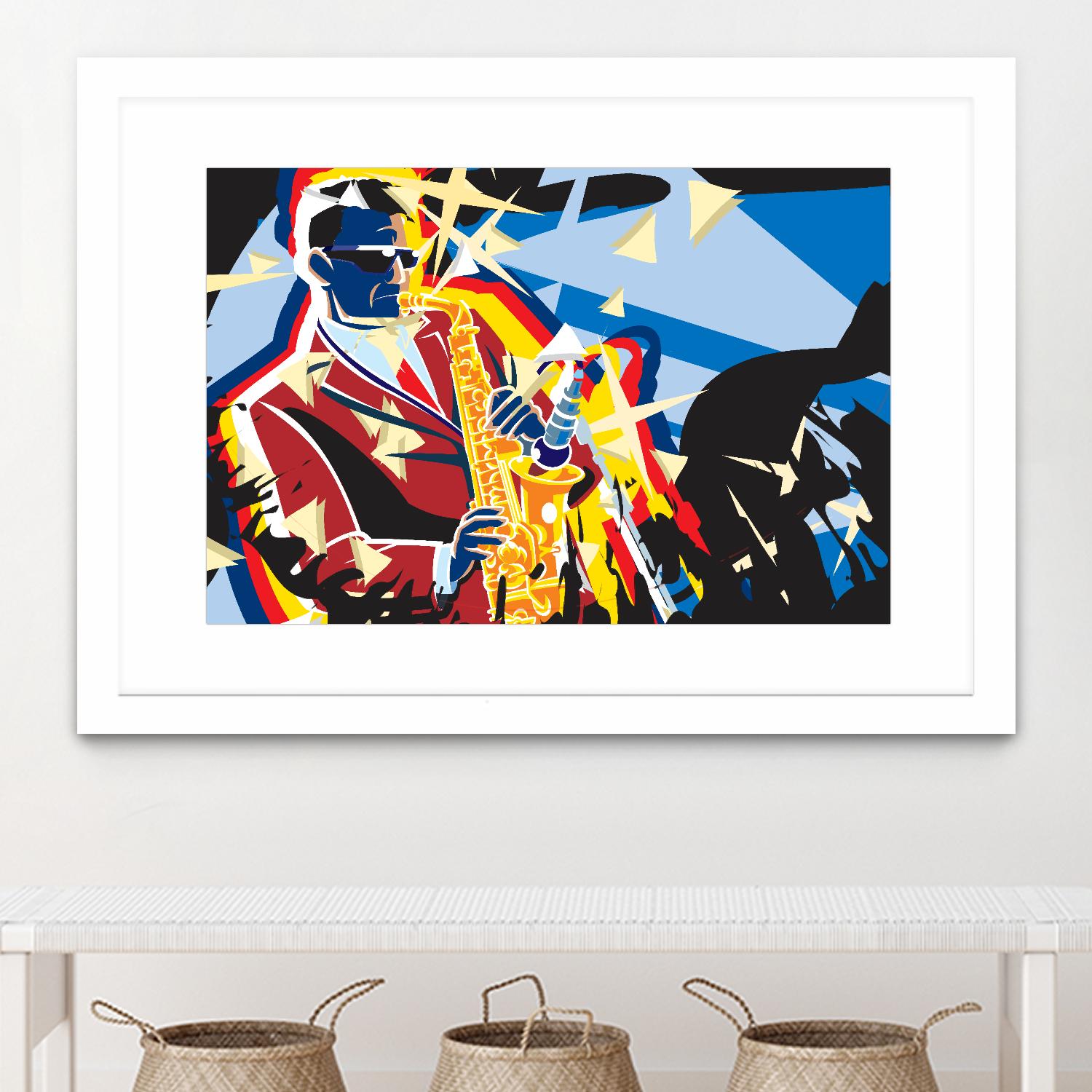 Saxo Flash by Ray Lengelé on GIANT ART - blue animé saxo