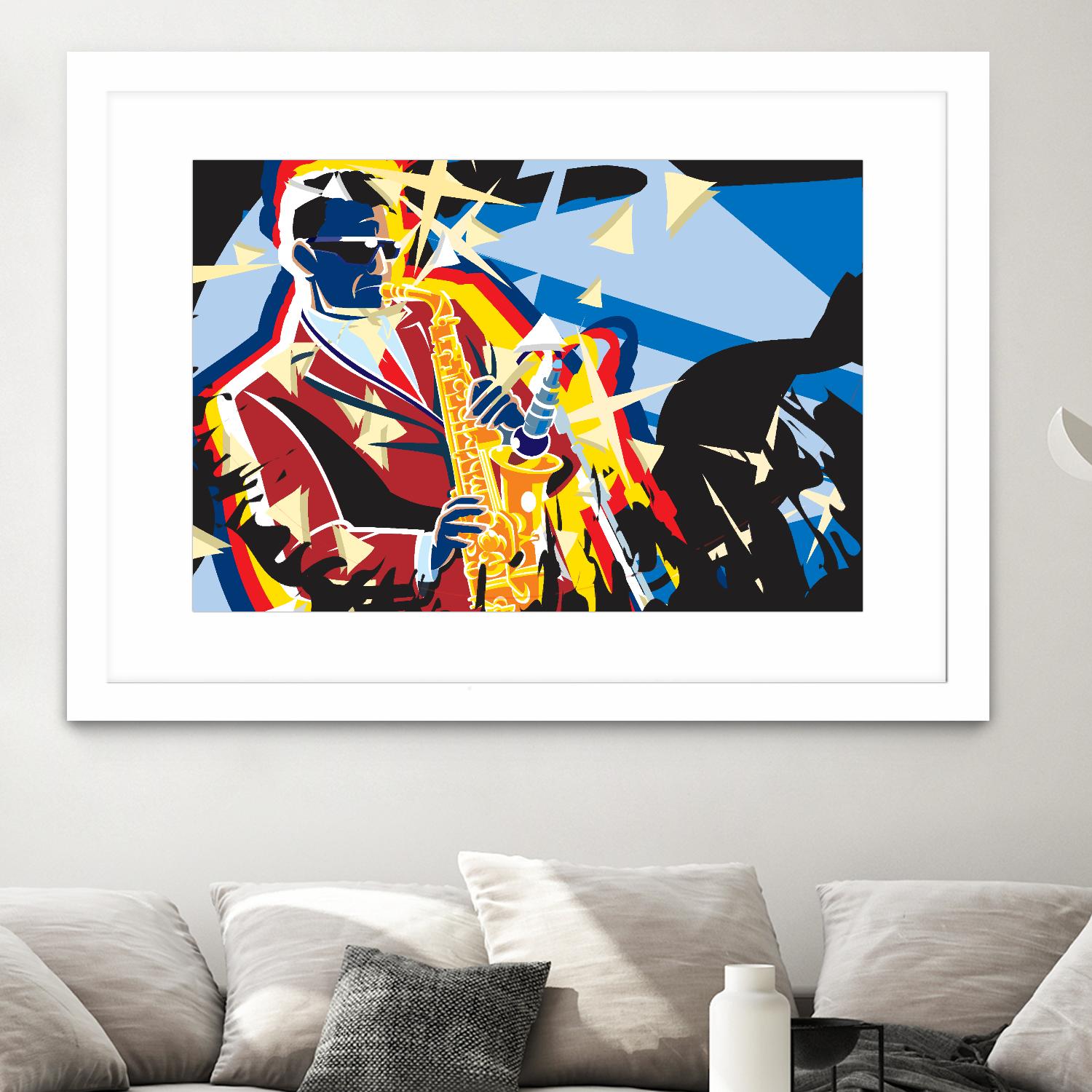 Saxo Flash by Ray Lengelé on GIANT ART - blue animé saxo