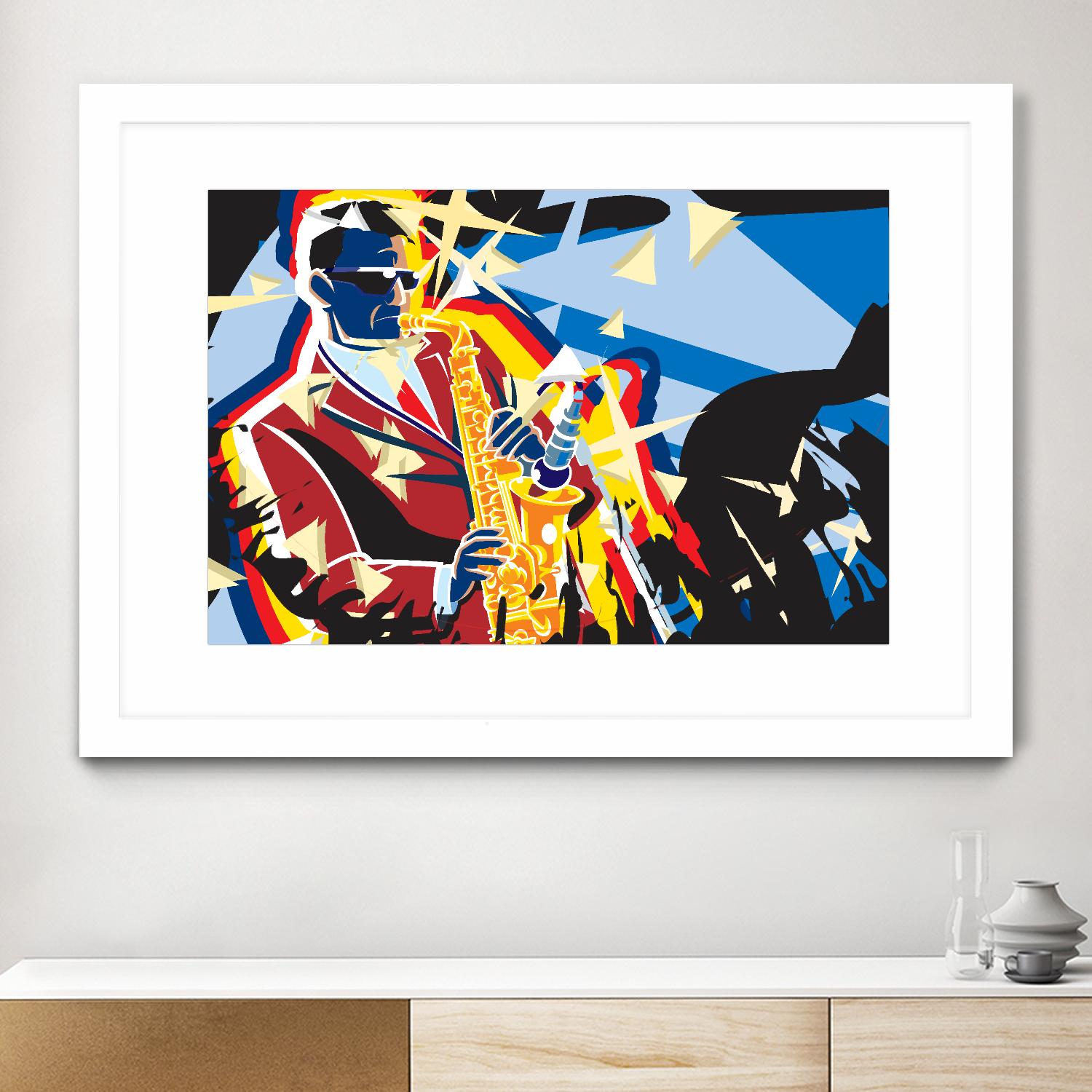 Saxo Flash by Ray Lengelé on GIANT ART - blue animé saxo