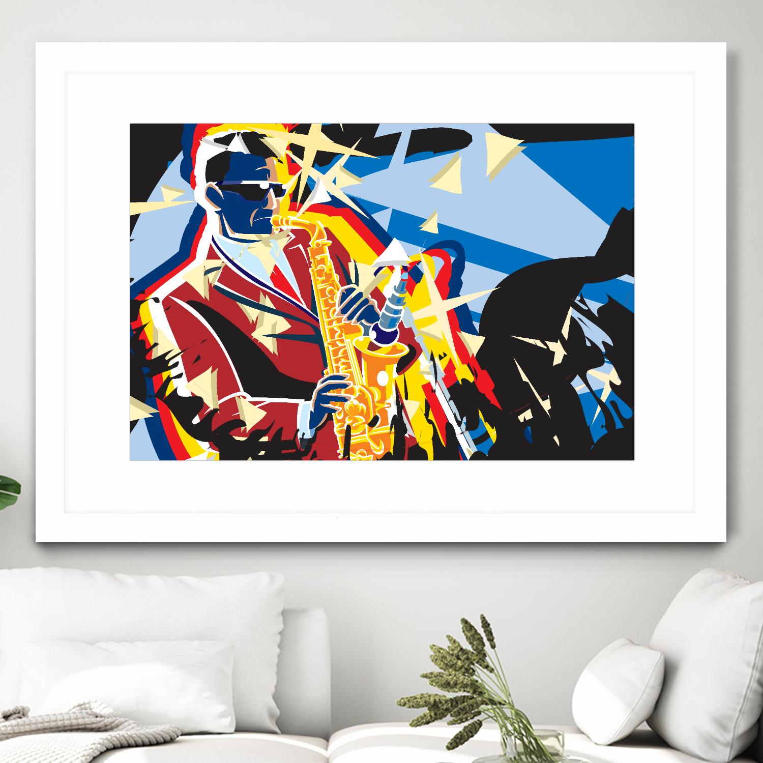 Saxo Flash by Ray Lengelé on GIANT ART - blue animé saxo