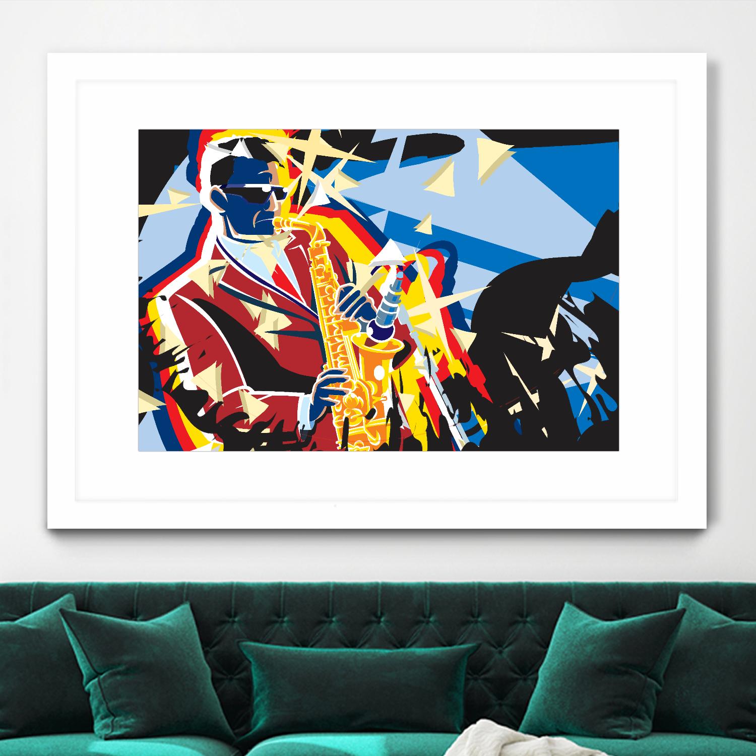 Saxo Flash by Ray Lengelé on GIANT ART - blue animé saxo