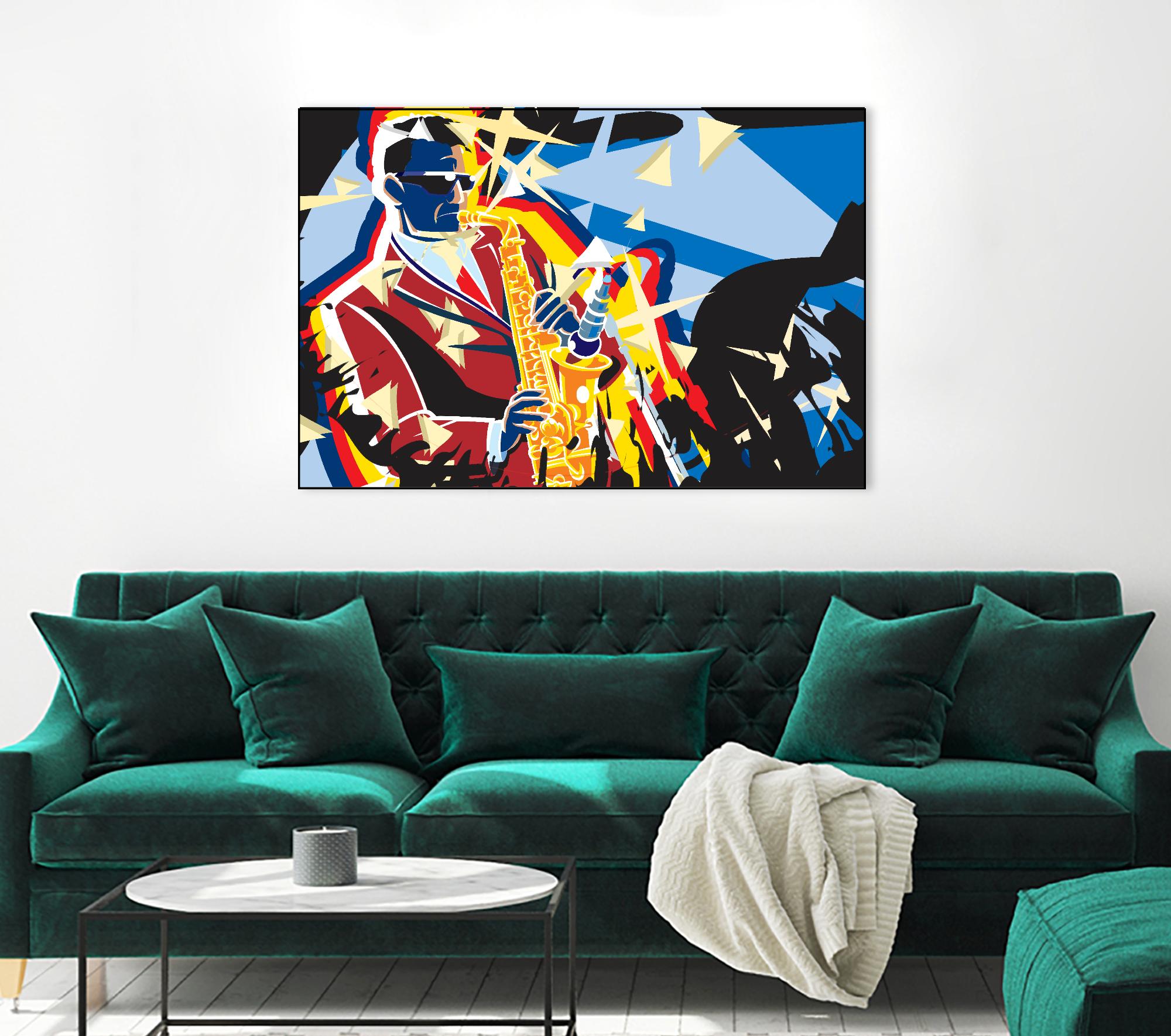 Saxo Flash by Ray Lengelé on GIANT ART - blue animé saxo