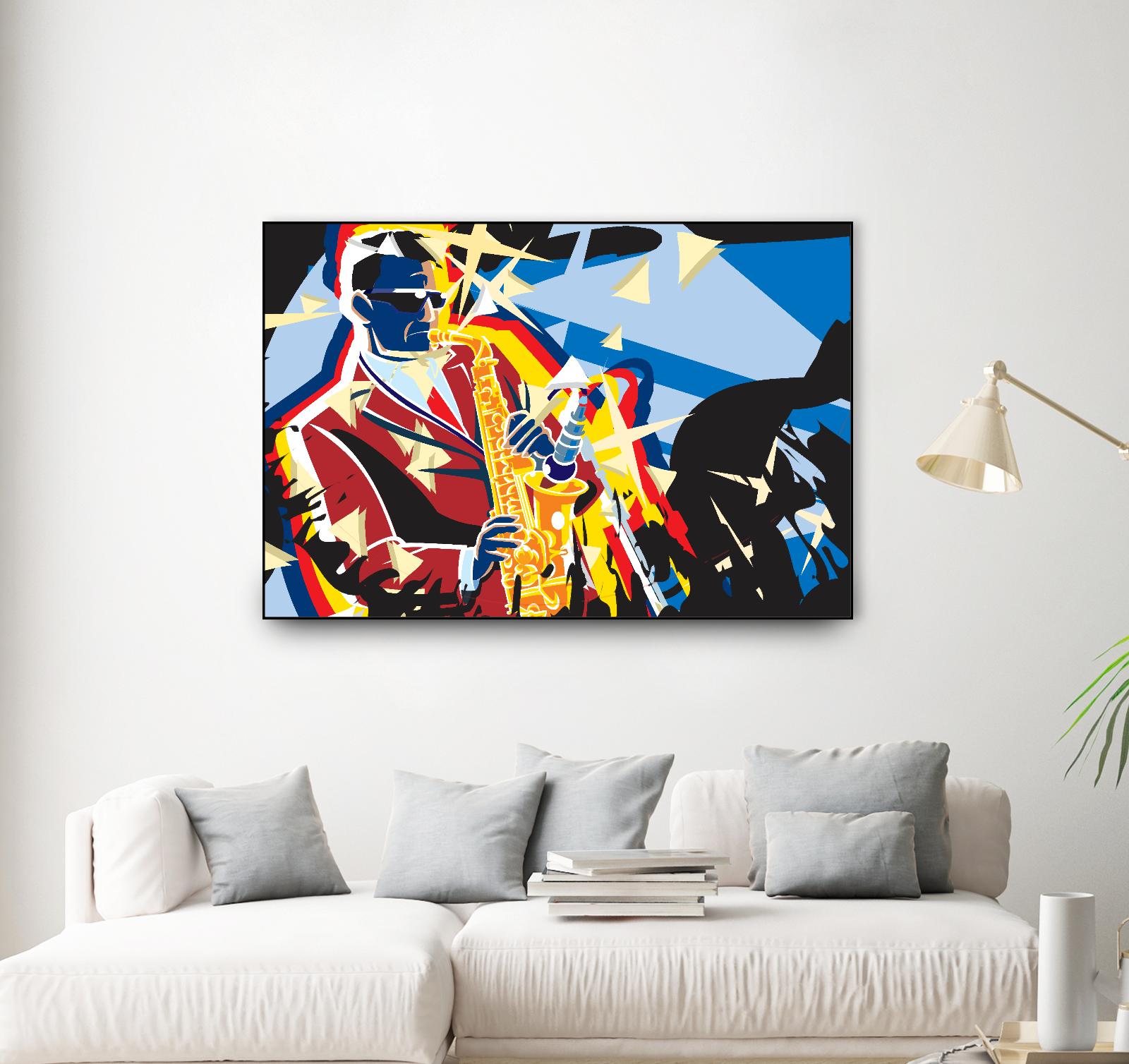 Saxo Flash by Ray Lengelé on GIANT ART - blue animé saxo