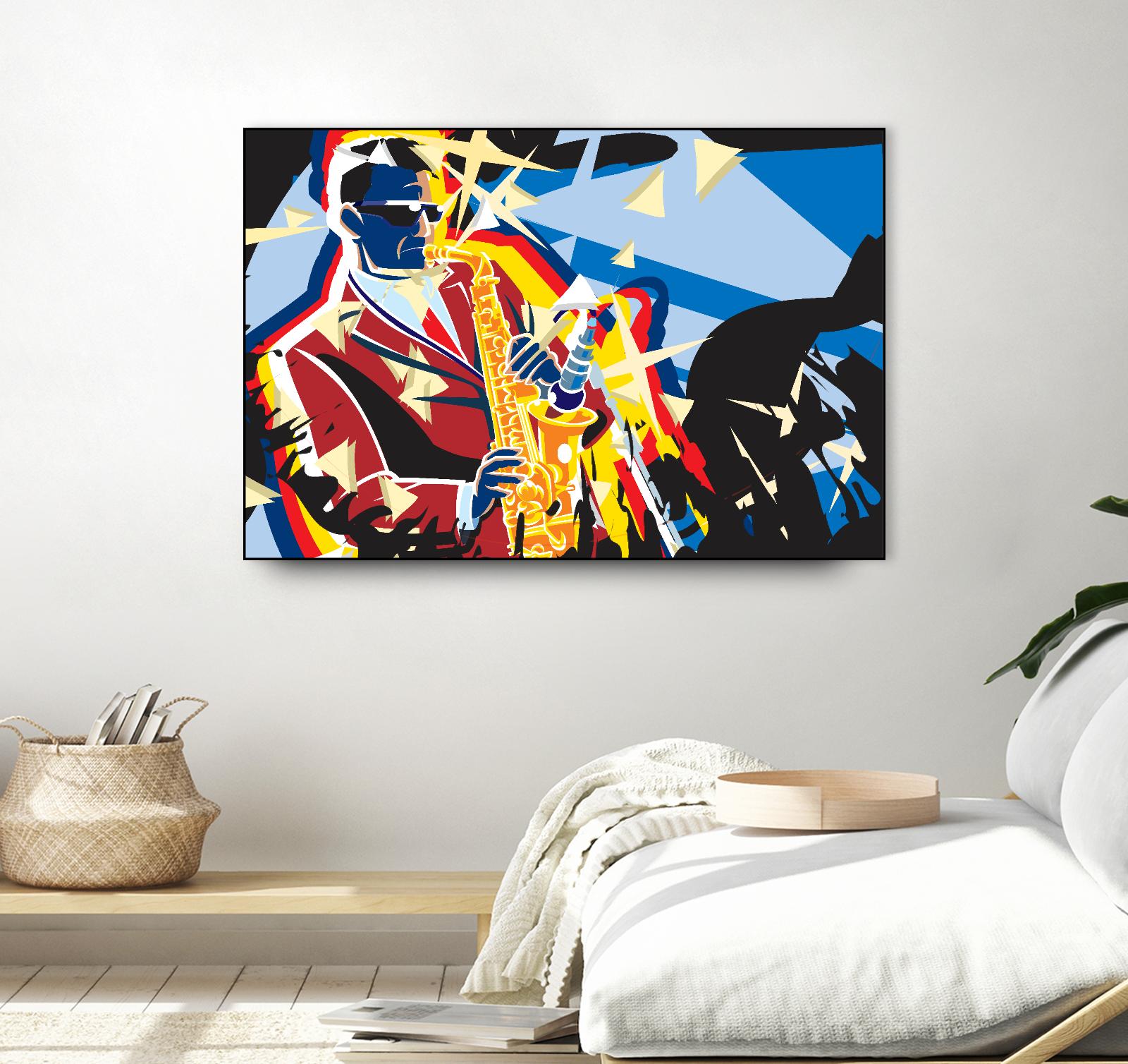 Saxo Flash by Ray Lengelé on GIANT ART - blue animé saxo