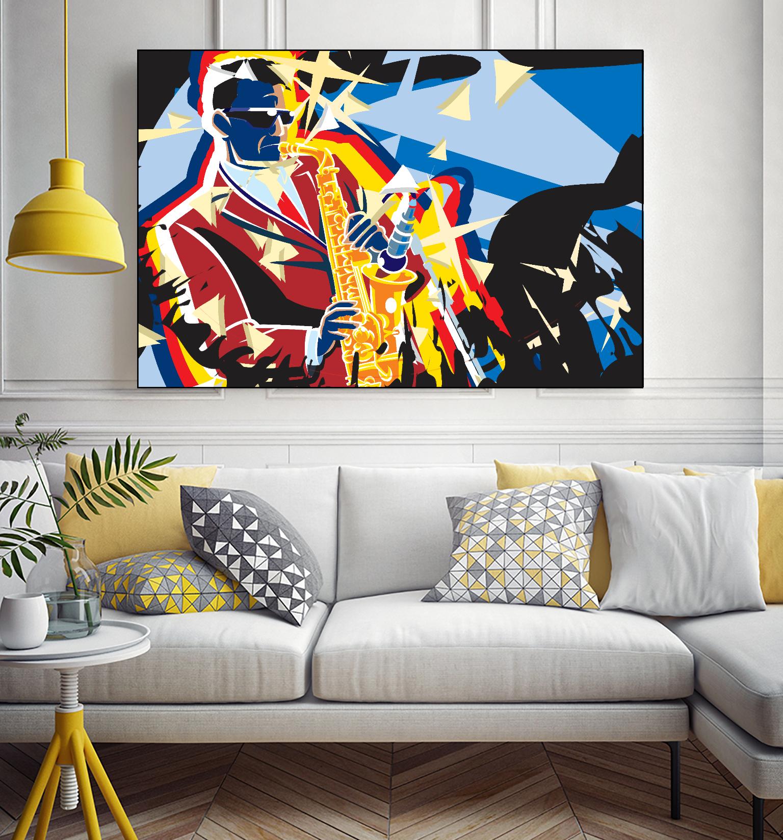 Saxo Flash by Ray Lengelé on GIANT ART - blue animé saxo