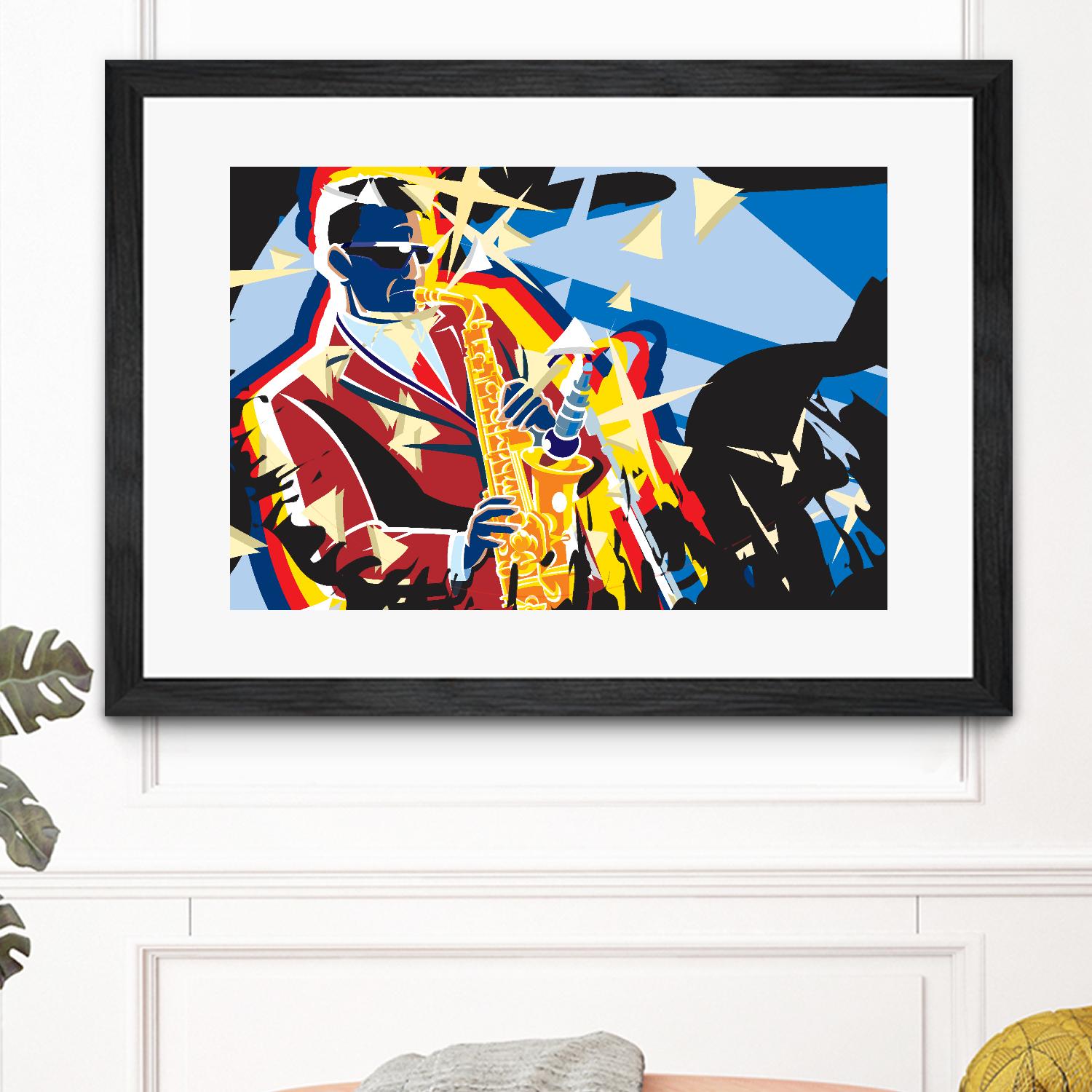 Saxo Flash by Ray Lengelé on GIANT ART - blue animé saxo