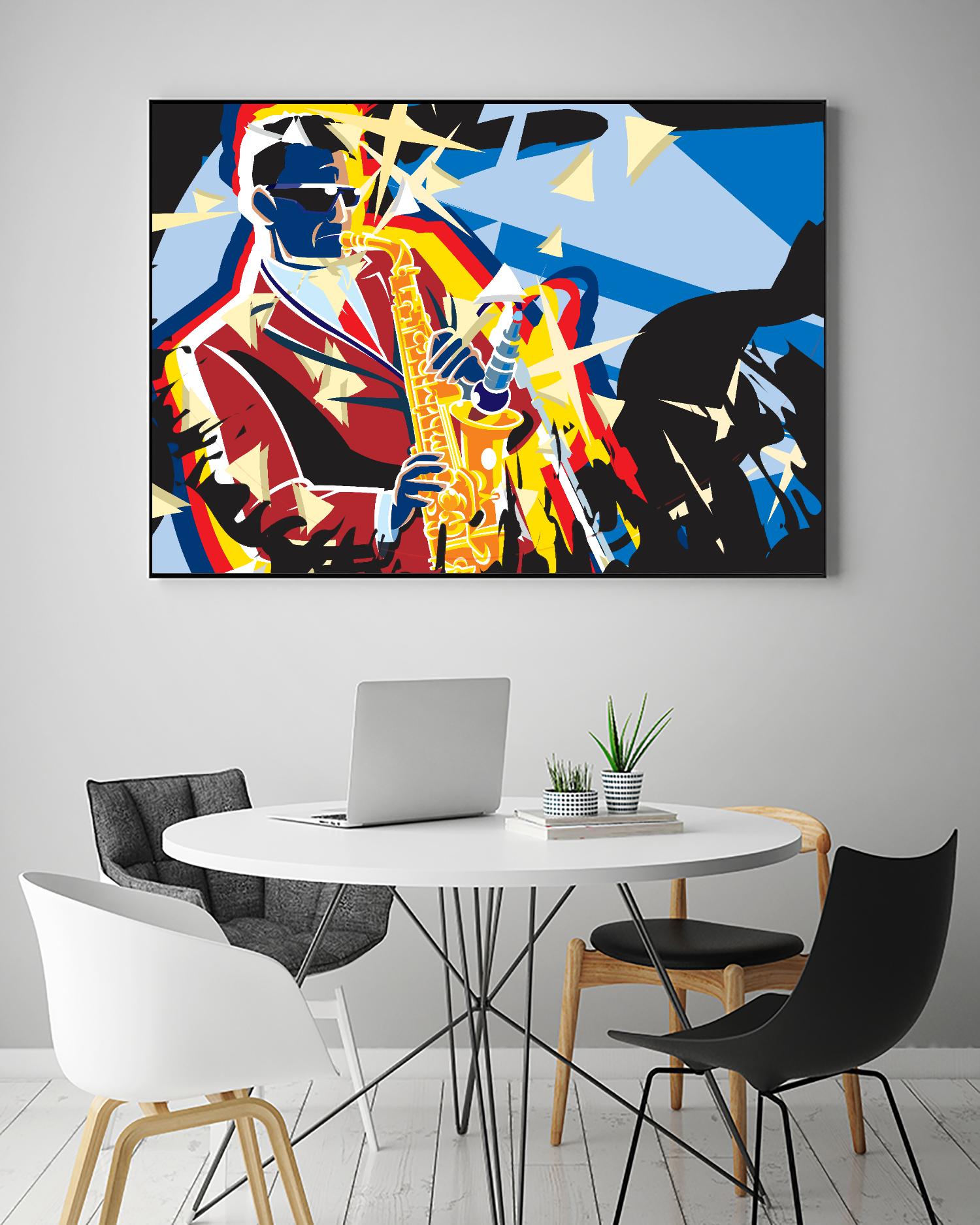 Saxo Flash by Ray Lengelé on GIANT ART - blue animé saxo