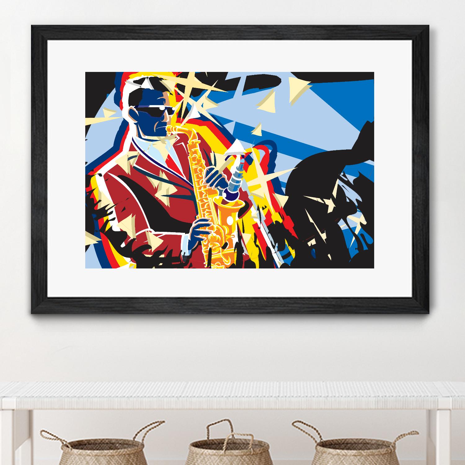 Saxo Flash by Ray Lengelé on GIANT ART - blue animé saxo