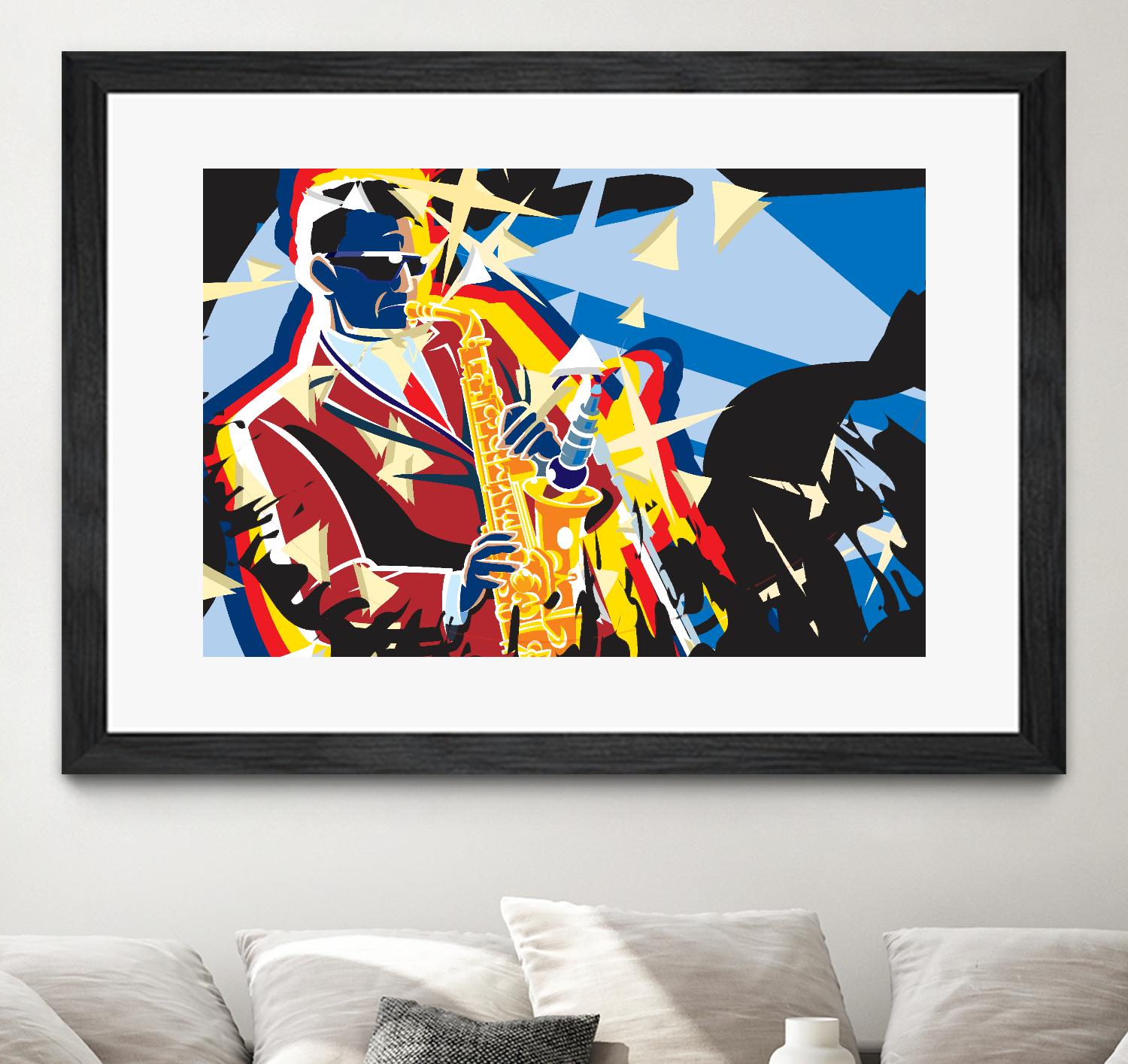 Saxo Flash by Ray Lengelé on GIANT ART - blue animé saxo