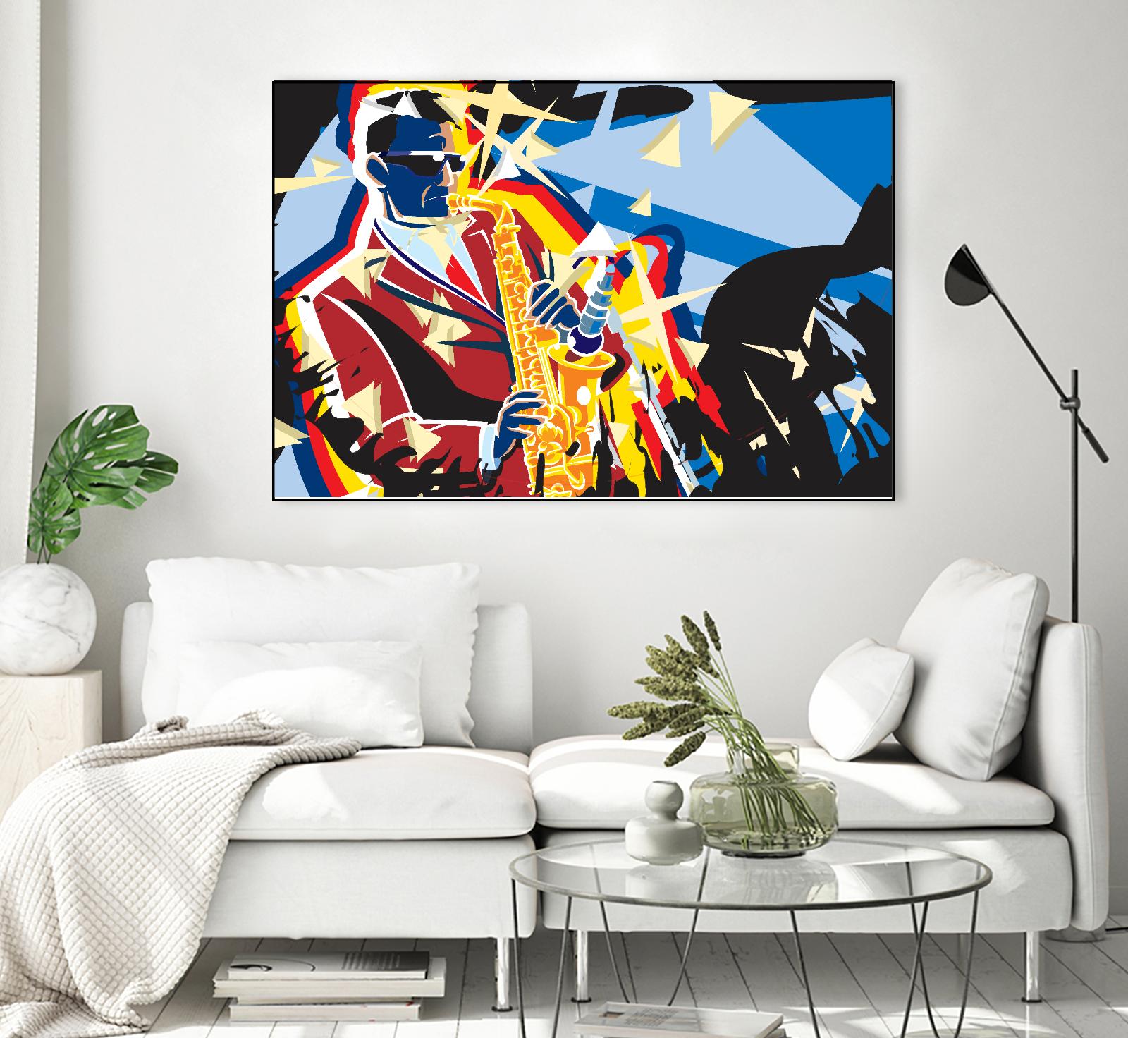 Saxo Flash by Ray Lengelé on GIANT ART - blue animé saxo