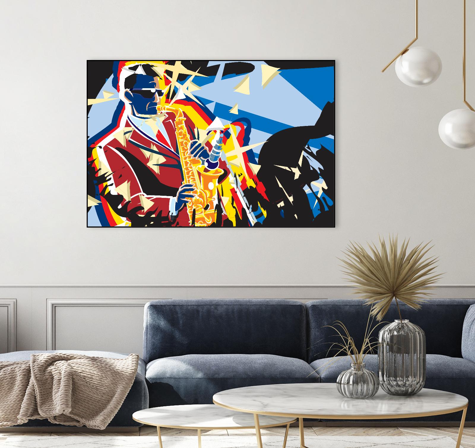 Saxo Flash by Ray Lengelé on GIANT ART - blue animé saxo