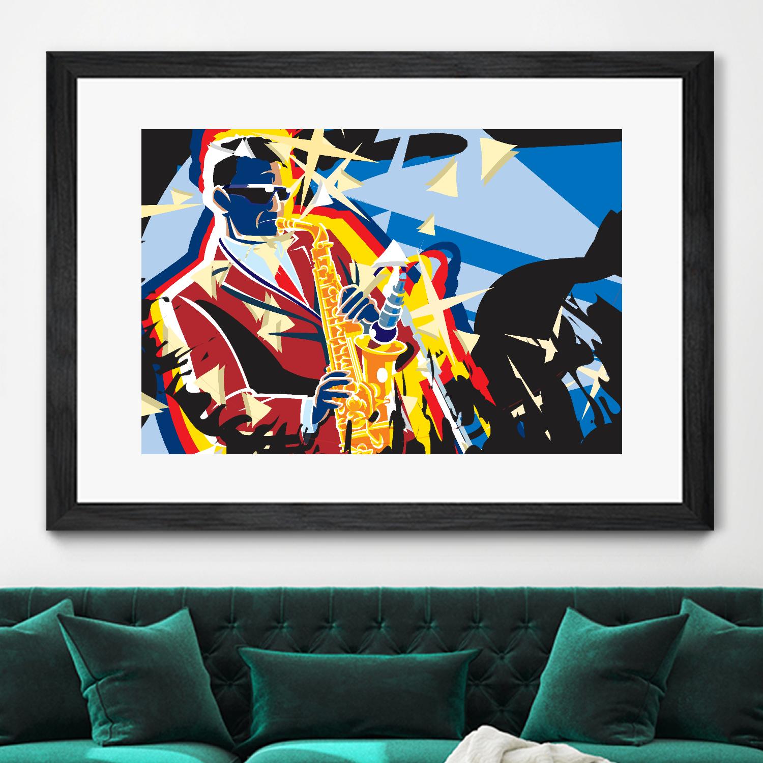 Saxo Flash by Ray Lengelé on GIANT ART - blue animé saxo