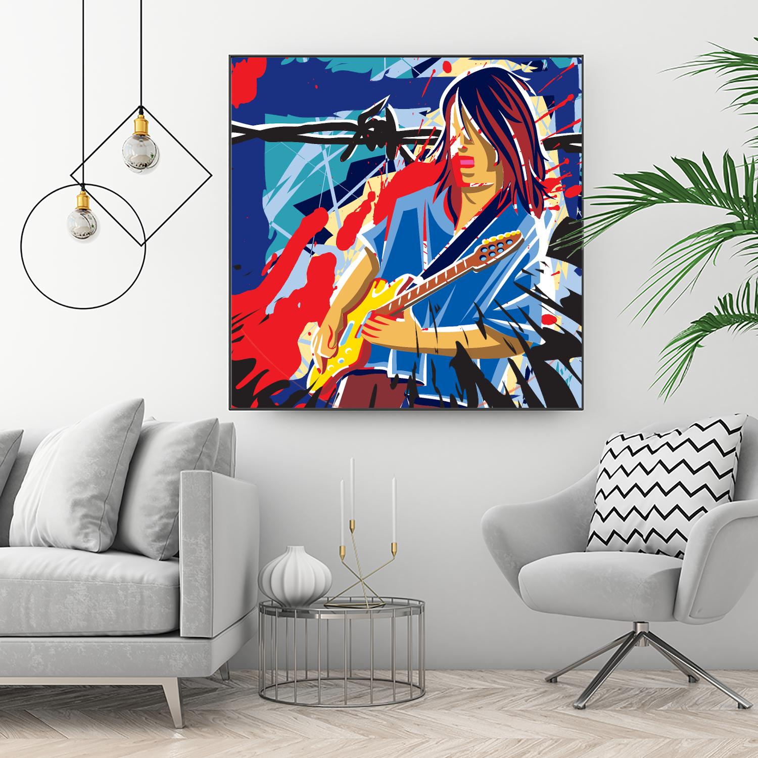 Bloody Blues by Ray Lengelé on GIANT ART - red animé musicien