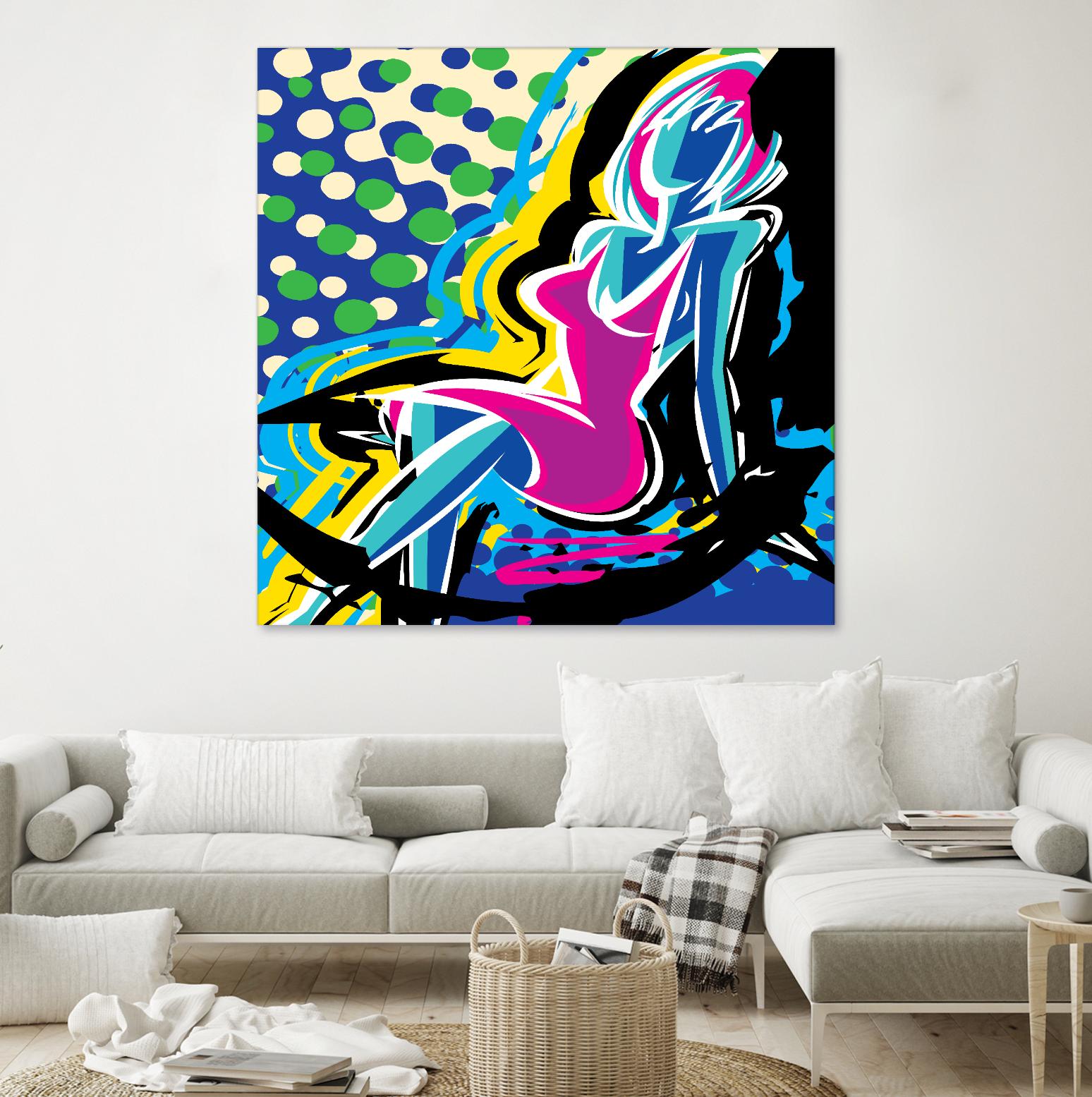 Sitting by Ray Lengelé on GIANT ART - pink animé woman