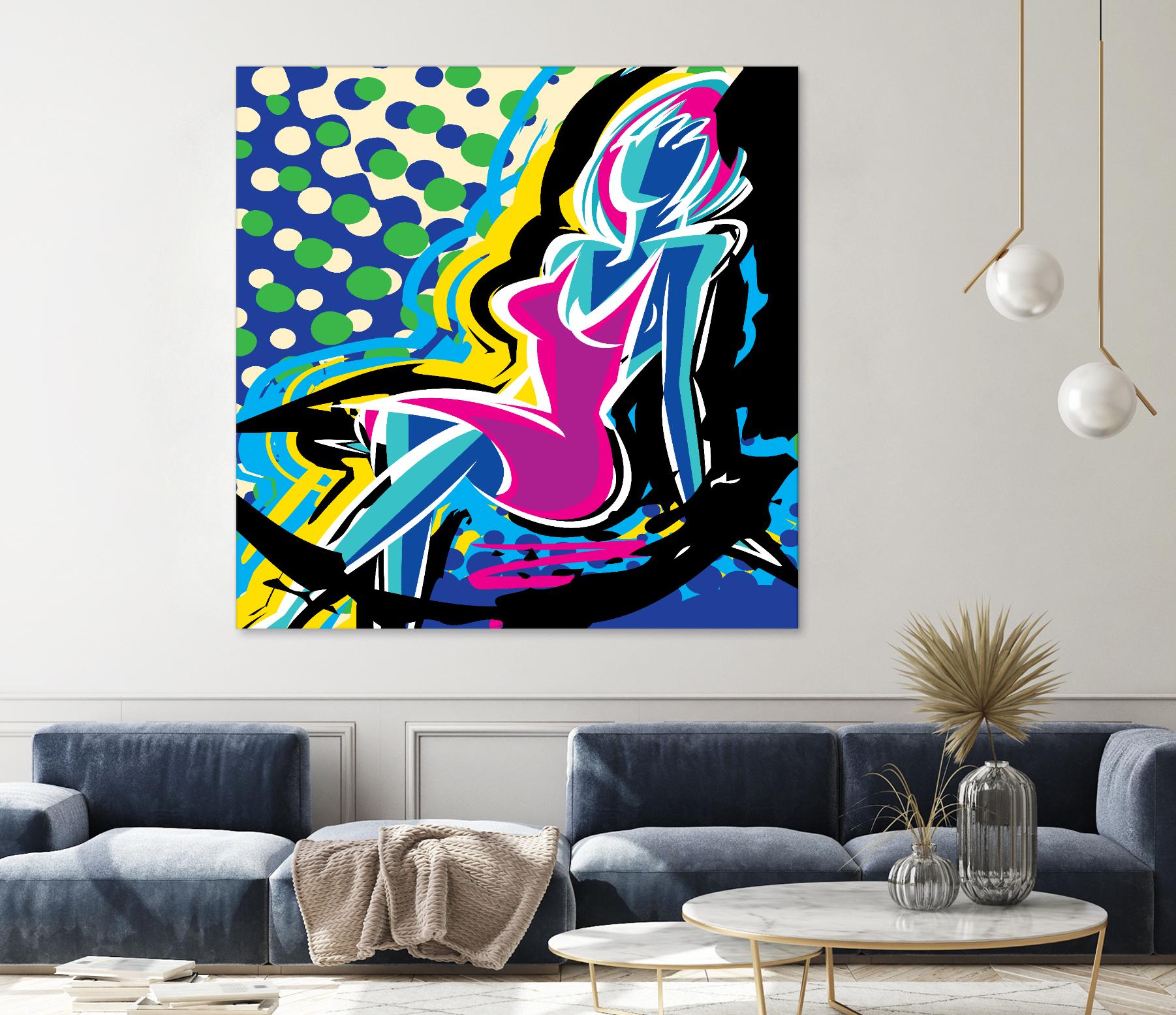 Sitting by Ray Lengelé on GIANT ART - pink animé woman