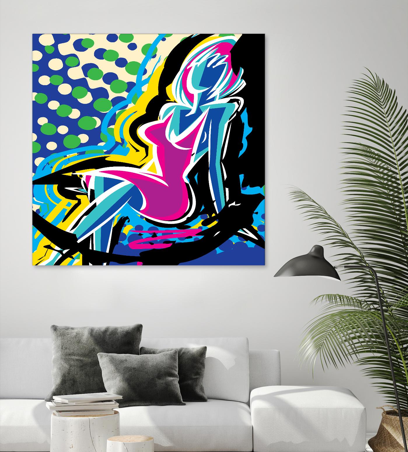 Sitting by Ray Lengelé on GIANT ART - pink animé woman