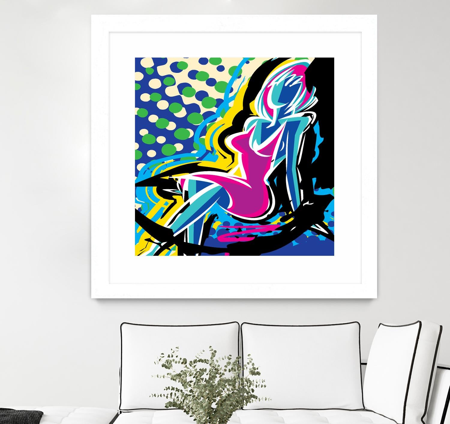 Sitting by Ray Lengelé on GIANT ART - pink animé woman