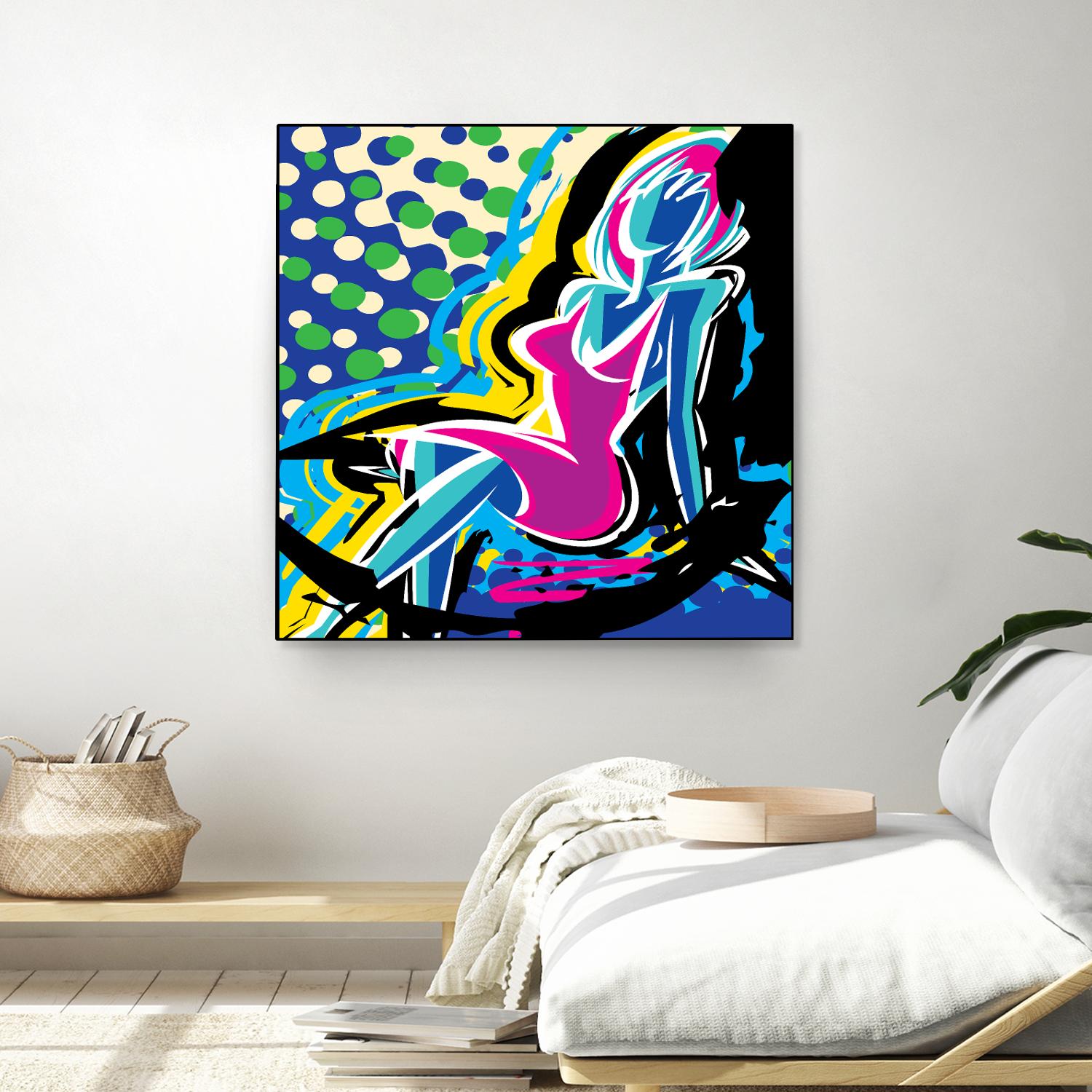 Sitting by Ray Lengelé on GIANT ART - pink animé woman