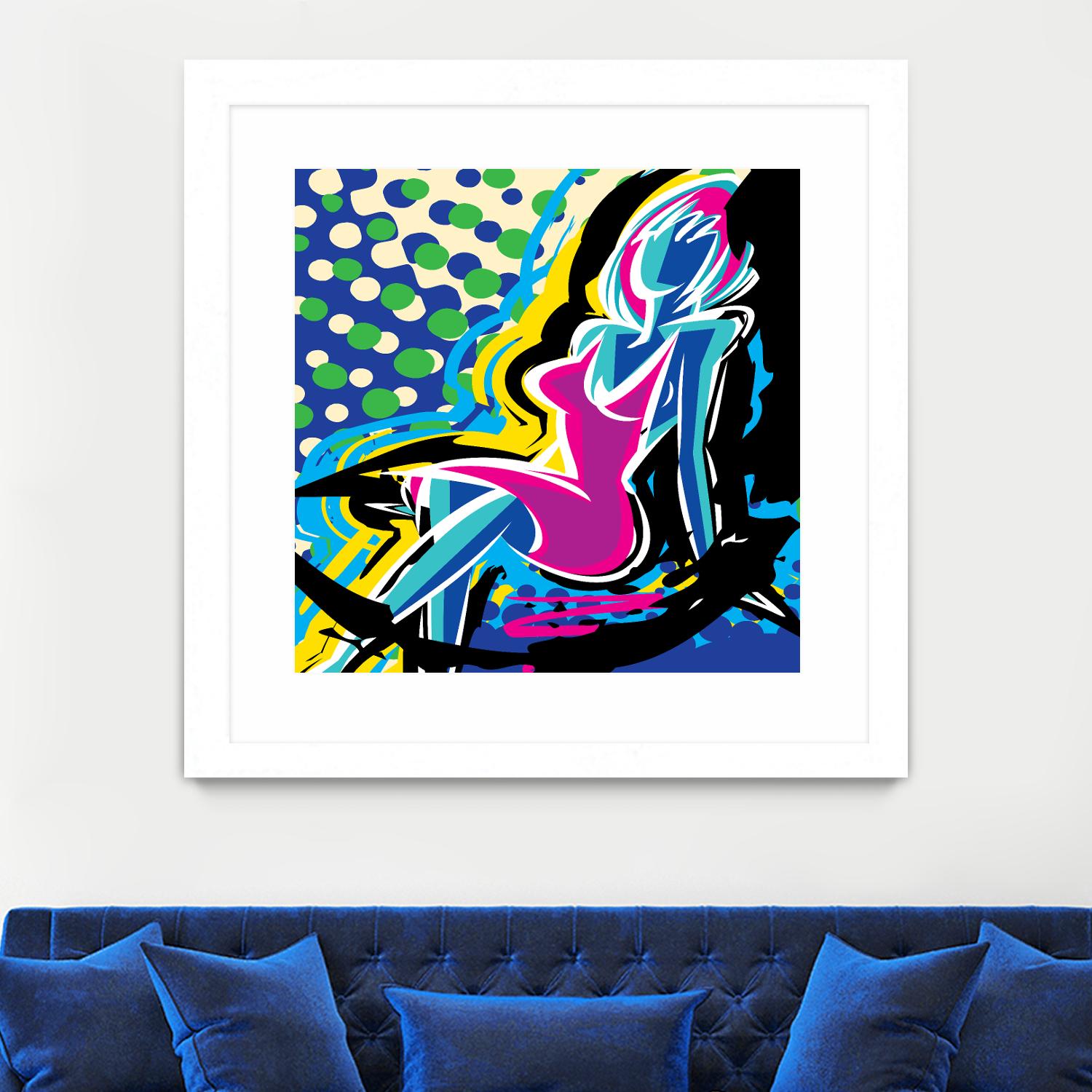 Sitting by Ray Lengelé on GIANT ART - pink animé woman