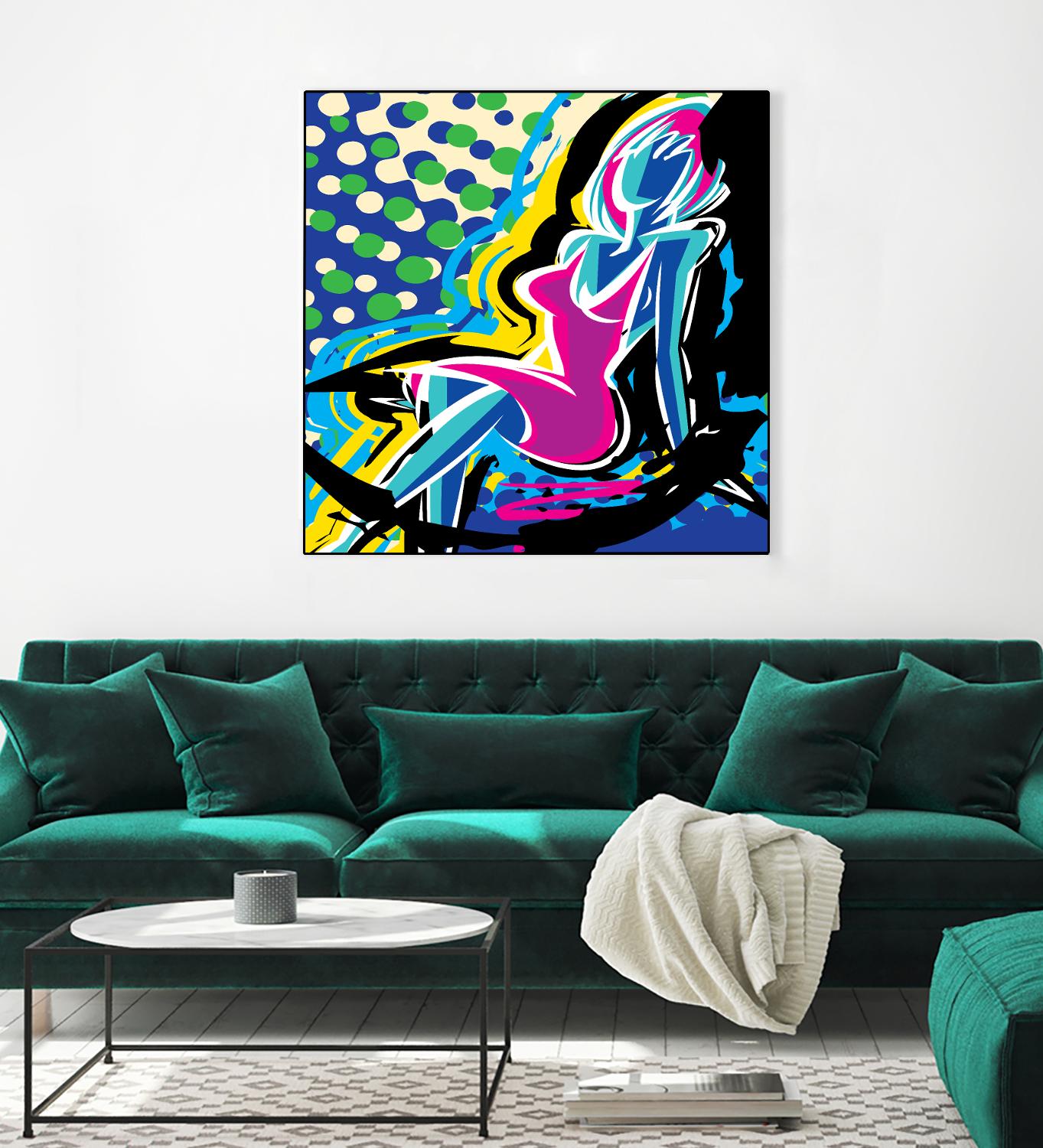 Sitting by Ray Lengelé on GIANT ART - pink animé woman