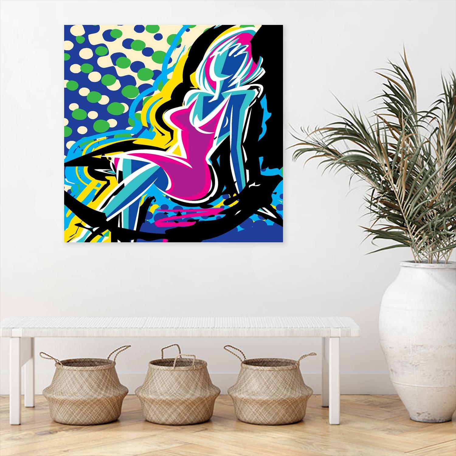 Sitting by Ray Lengelé on GIANT ART - pink animé woman