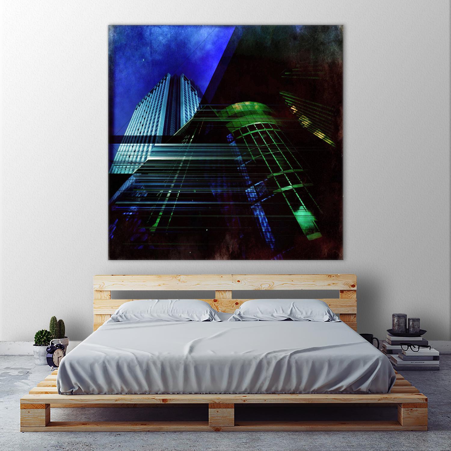 Skyscrapers 2 by Jean-François Dupuis on GIANT ART - green contemporary down town