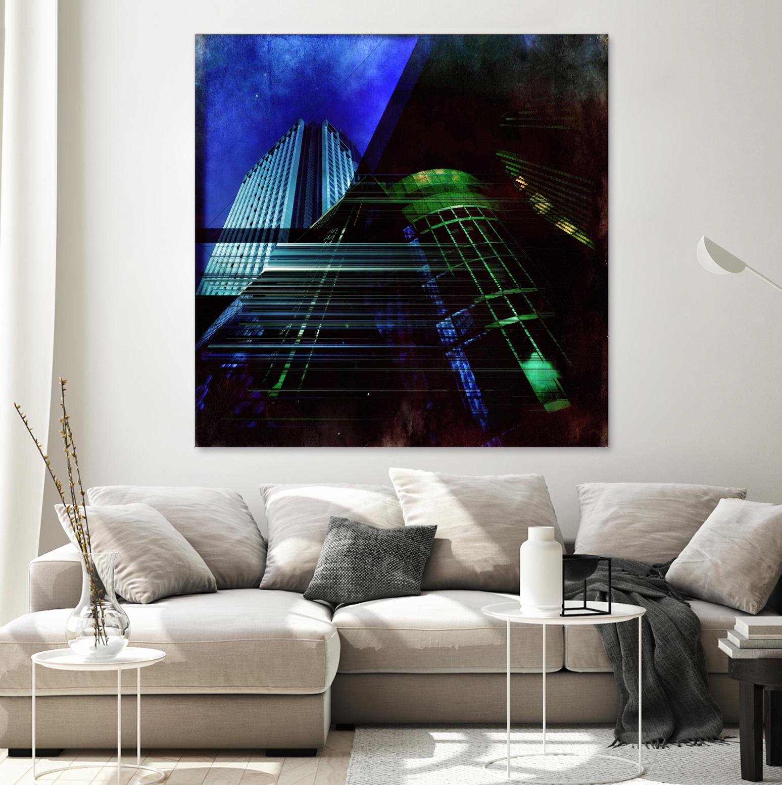 Skyscrapers 2 by Jean-François Dupuis on GIANT ART - green contemporary down town