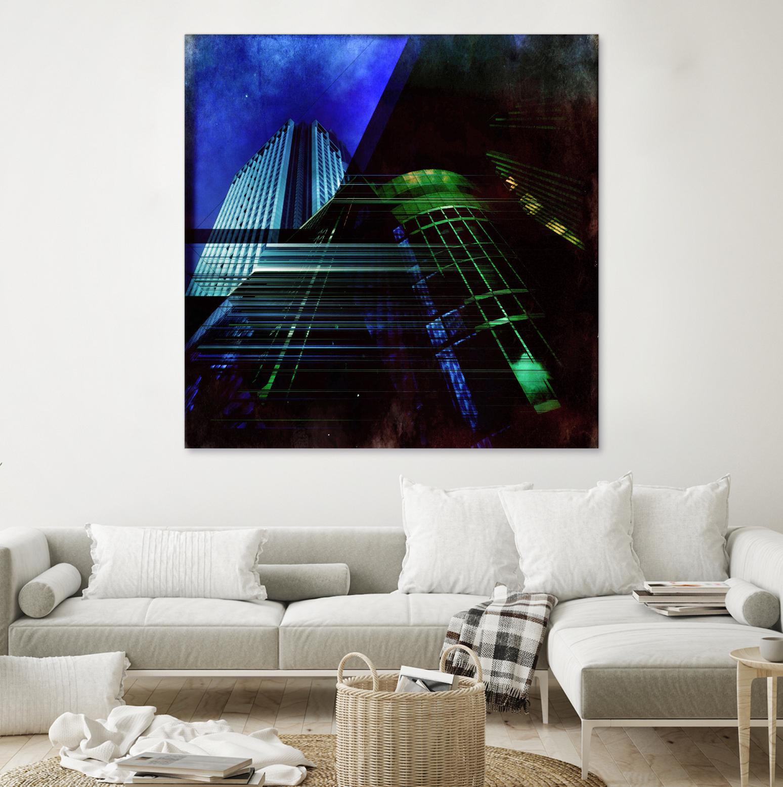 Skyscrapers 2 by Jean-François Dupuis on GIANT ART - green contemporary down town