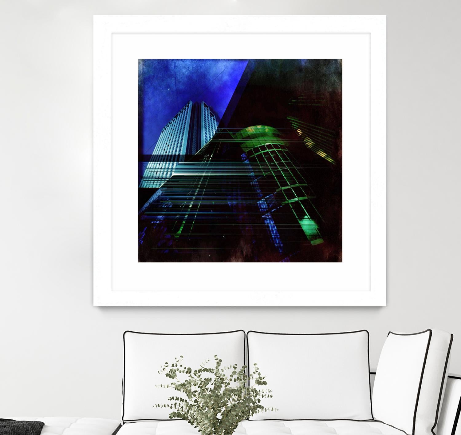 Skyscrapers 2 by Jean-François Dupuis on GIANT ART - green contemporary down town