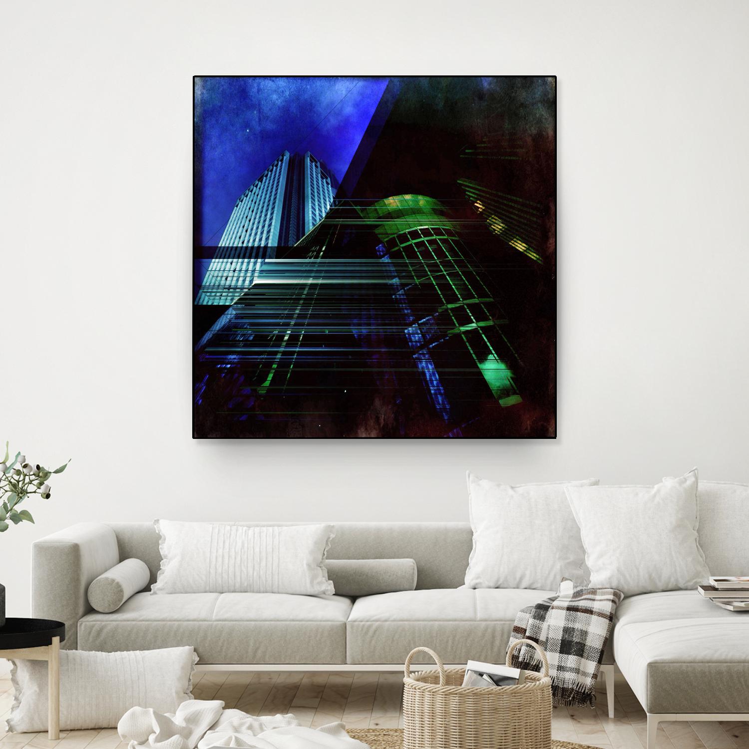 Skyscrapers 2 by Jean-François Dupuis on GIANT ART - green contemporary down town