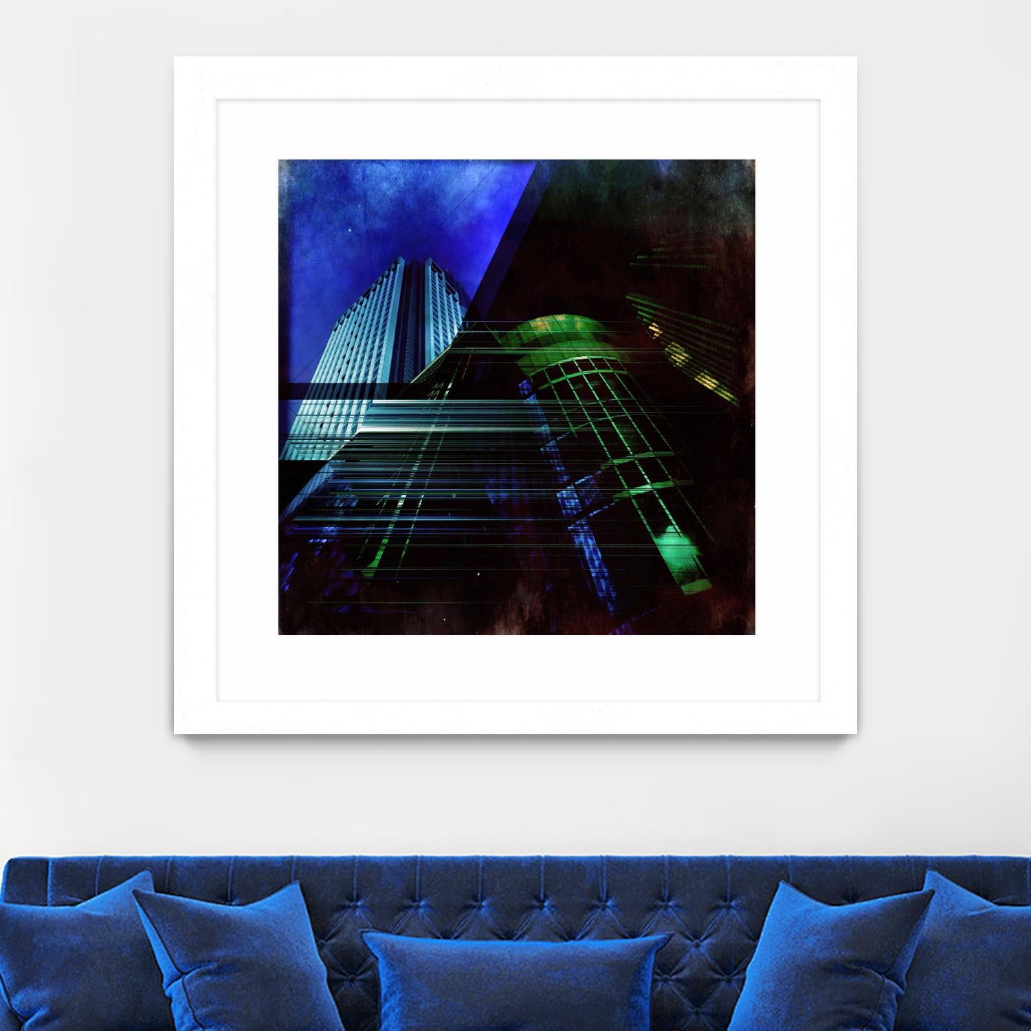 Skyscrapers 2 by Jean-François Dupuis on GIANT ART - green contemporary down town