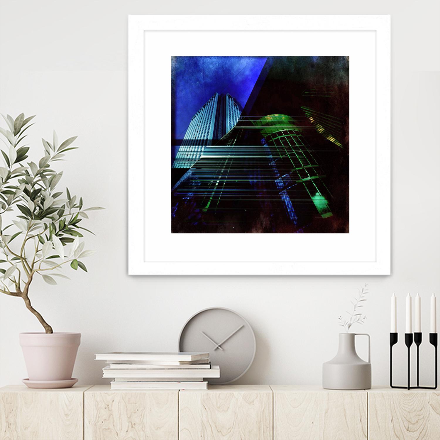 Skyscrapers 2 by Jean-François Dupuis on GIANT ART - green contemporary down town