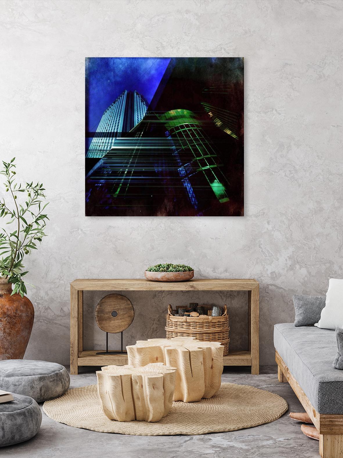 Skyscrapers 2 by Jean-François Dupuis on GIANT ART - green contemporary down town