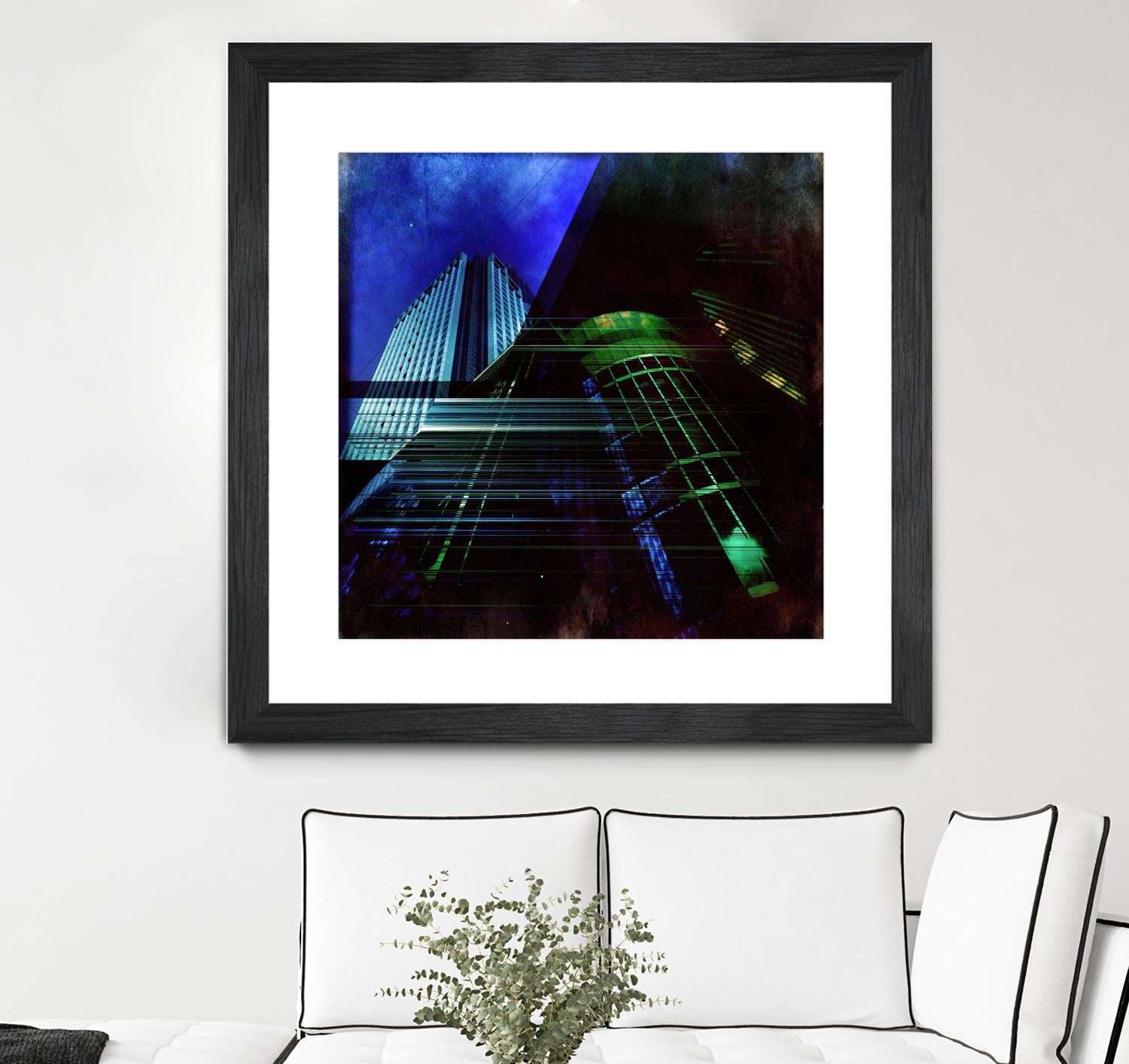 Skyscrapers 2 by Jean-François Dupuis on GIANT ART - green contemporary down town