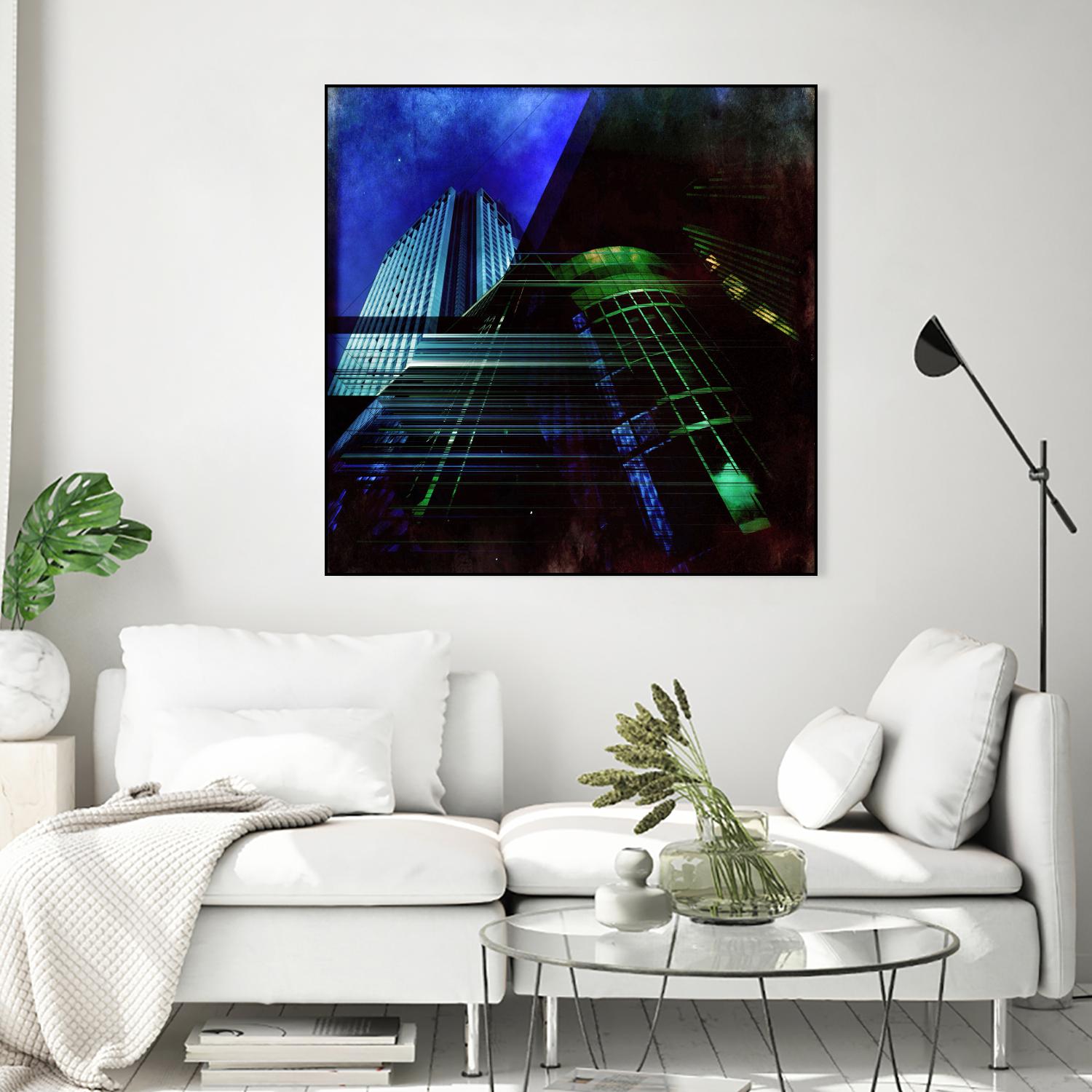 Skyscrapers 2 by Jean-François Dupuis on GIANT ART - green contemporary down town