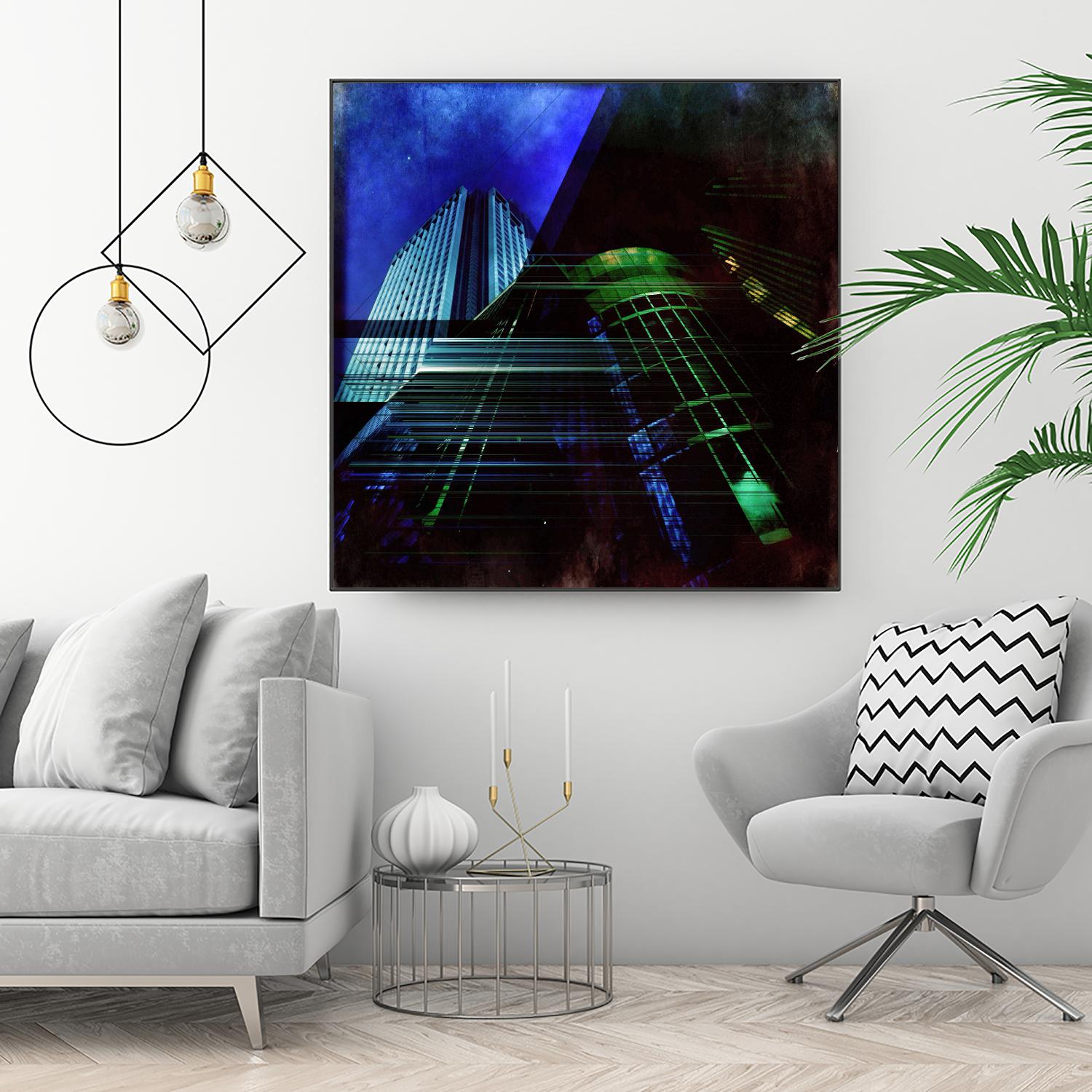 Skyscrapers 2 by Jean-François Dupuis on GIANT ART - green contemporary down town