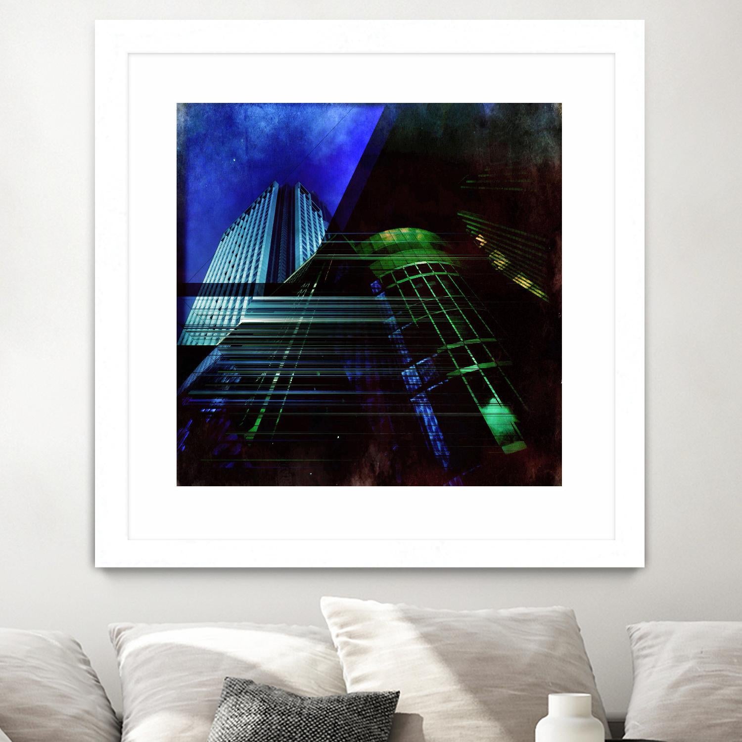 Skyscrapers 2 by Jean-François Dupuis on GIANT ART - green contemporary down town